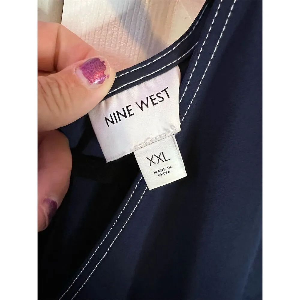 Nine West Women's 2XL Blue Jumpsuit V-Neck Sleeveless Casual - Image 3