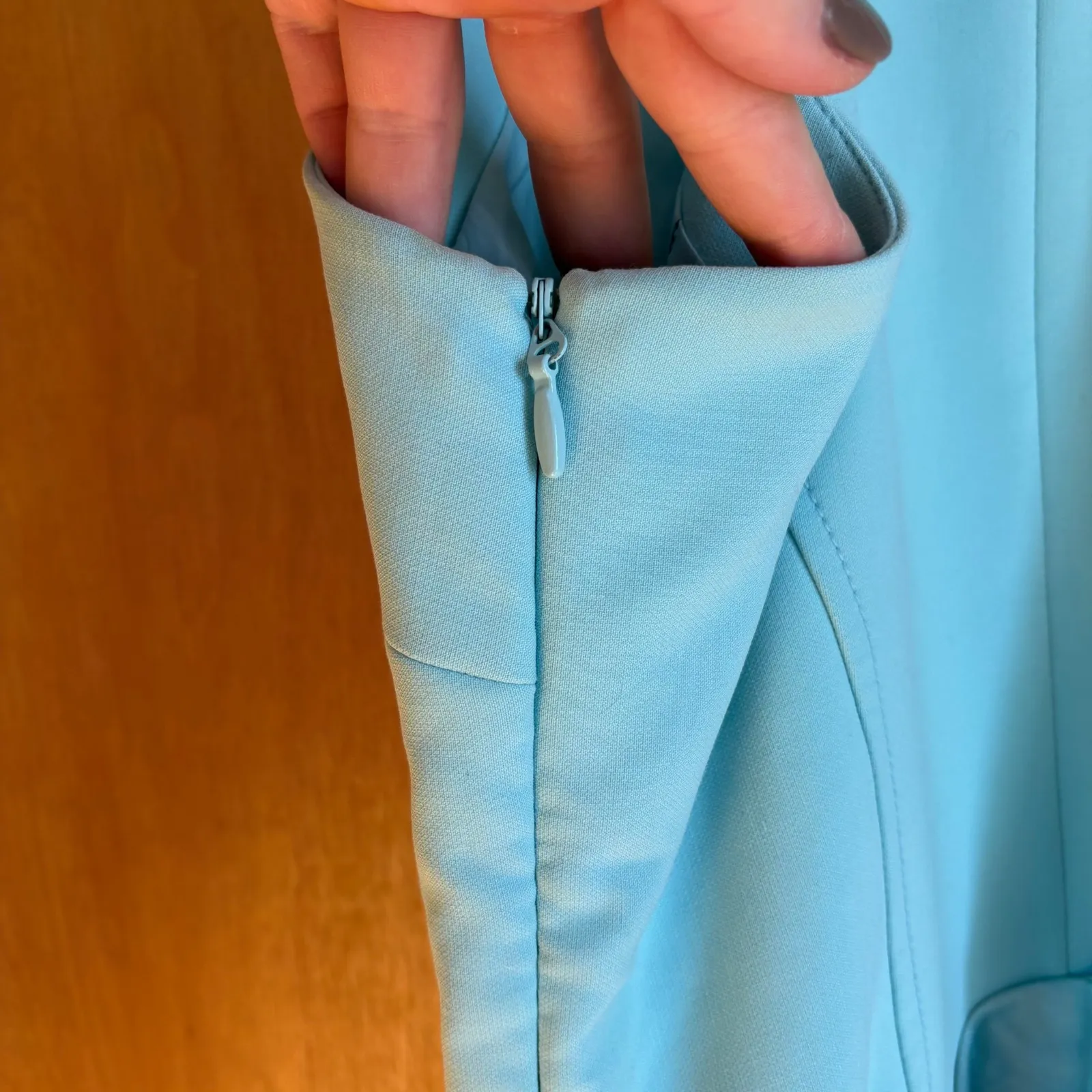 Cinq Sept Windsor Dress Aqua Blue Sleeveless Tie Waist Cocktail Size 4 - Image 5