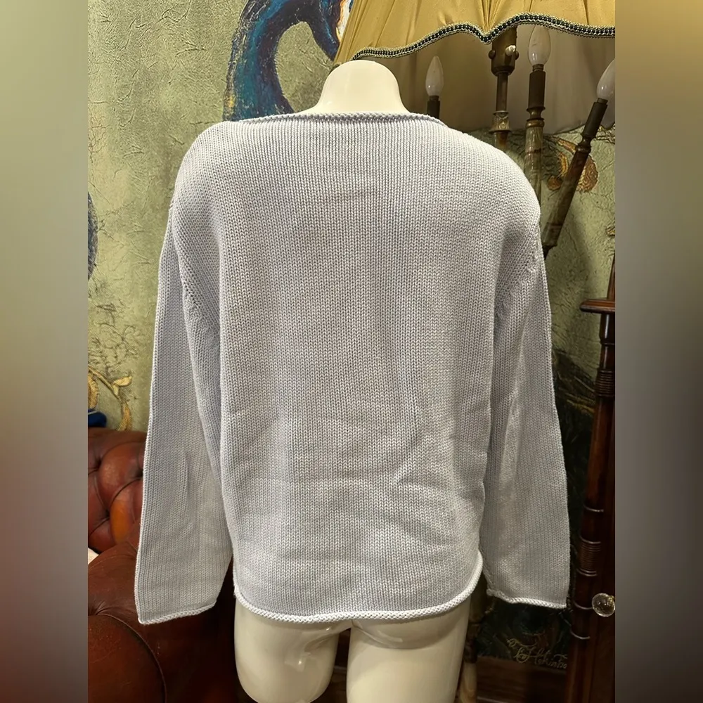 GUC JAKE* S baby blue cotton long sleeve sweater round neck Size L - Image 3