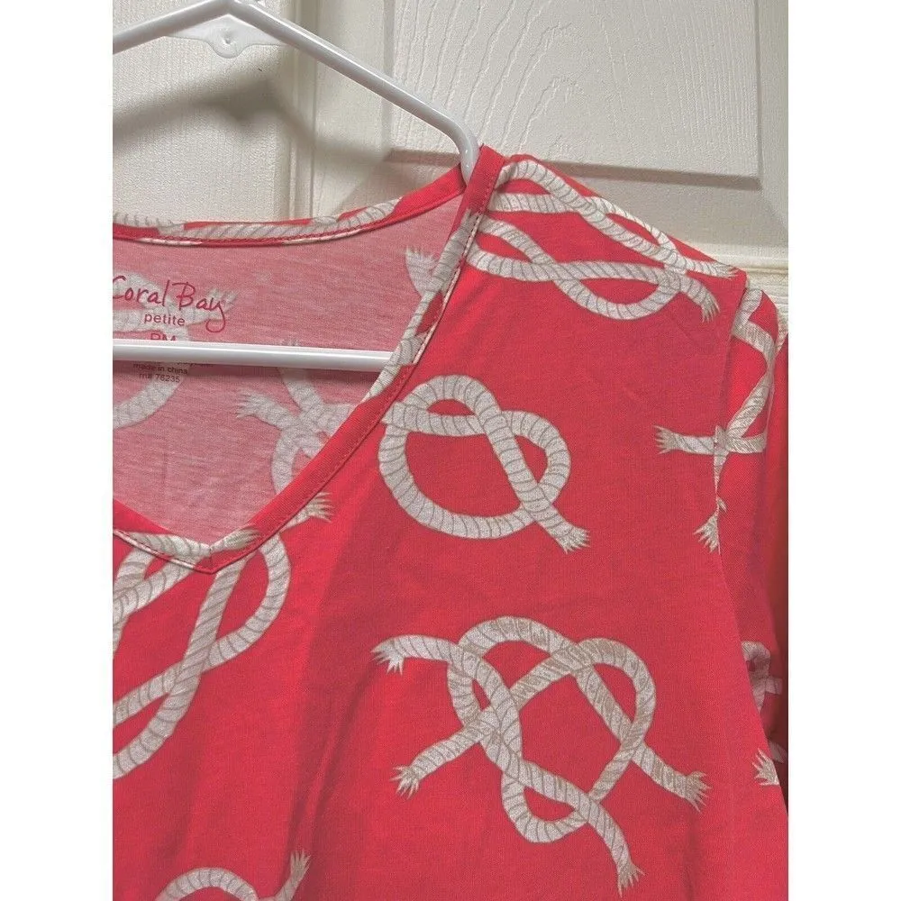 Coral Nautical Petite Medium short sleeve shirt Women's Coral Bay Cruise BPE - Image 3