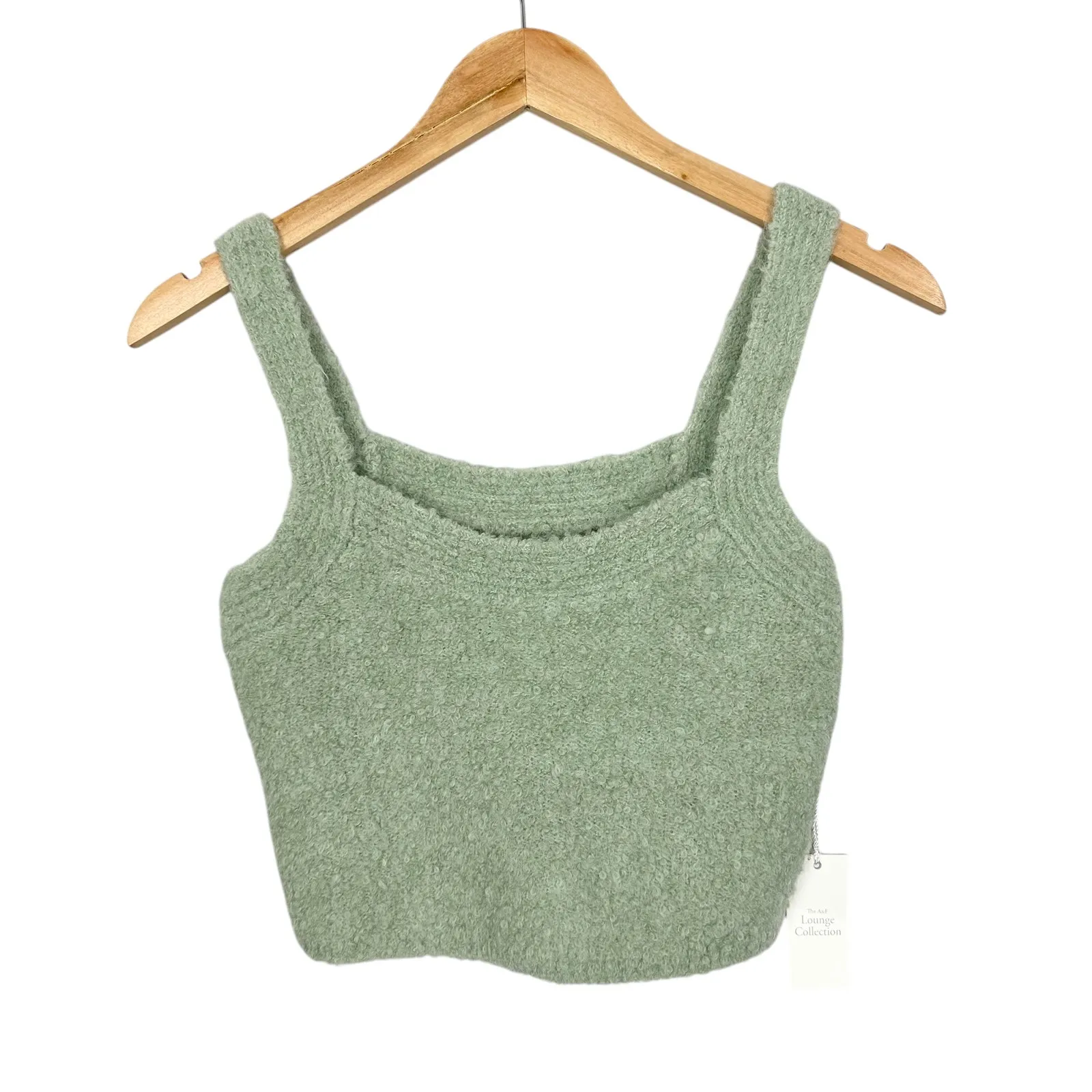 Abercrombie & Fitch Lounge Collection Fuzzy Green Crop Tank Top Size XS NWT - Image 2