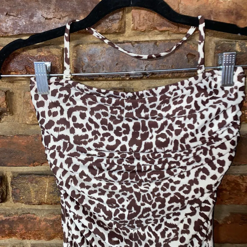 New NWT J. Crew Leopard Print Ruched Halter One-Piece Swim Bathing Suit Size 2 - Image 3