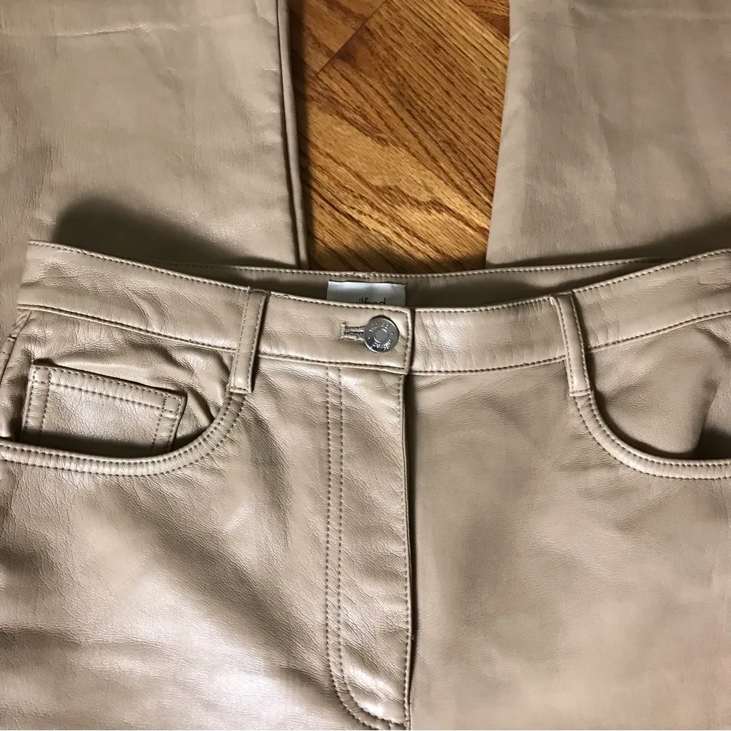 Aritzia Wilfred Melina Tan High-Waisted Faux Leather Pants - Image 5