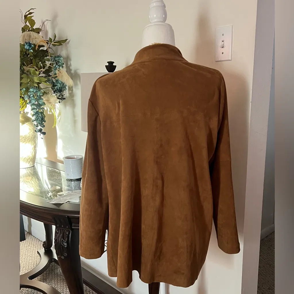 Karen Kane Waterfall Draped Jacket, Faux Suede Tank, Size XL, Brown, L72558 - Image 4
