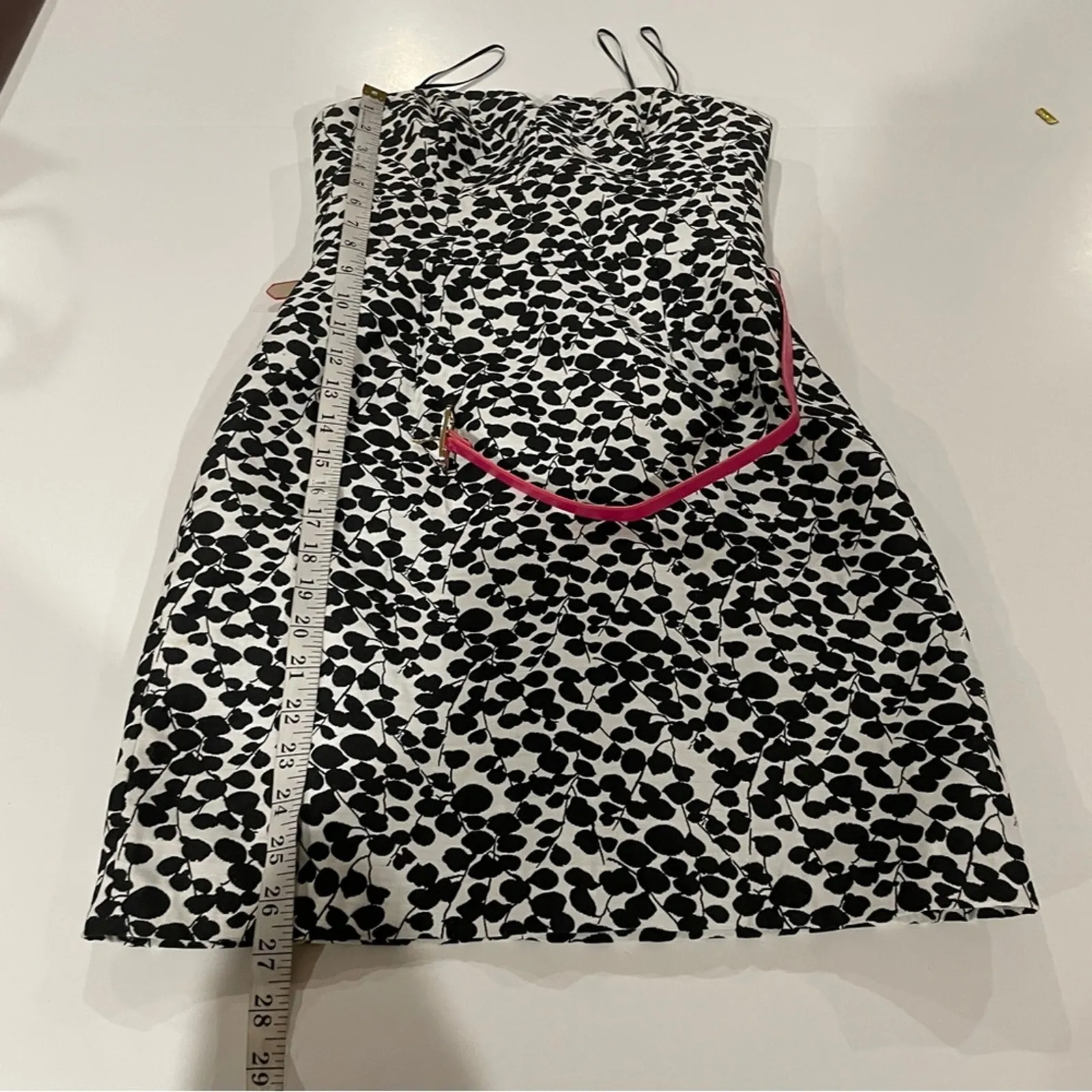 Max & Cleo Black & White Dot Print Belted Strapless Mini Dress Size 4‎ - Image 12
