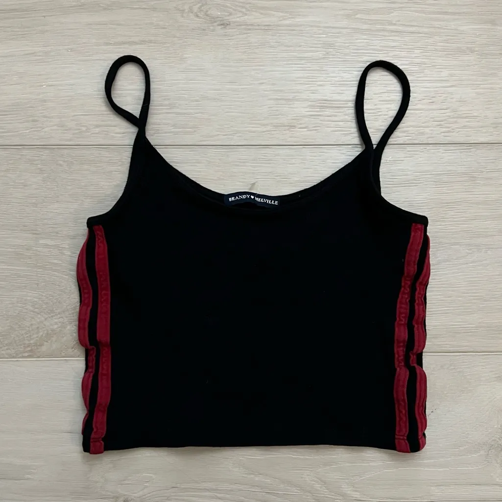 Brandy Melville Skylar Striped Black & Red Tank Top - Image 2