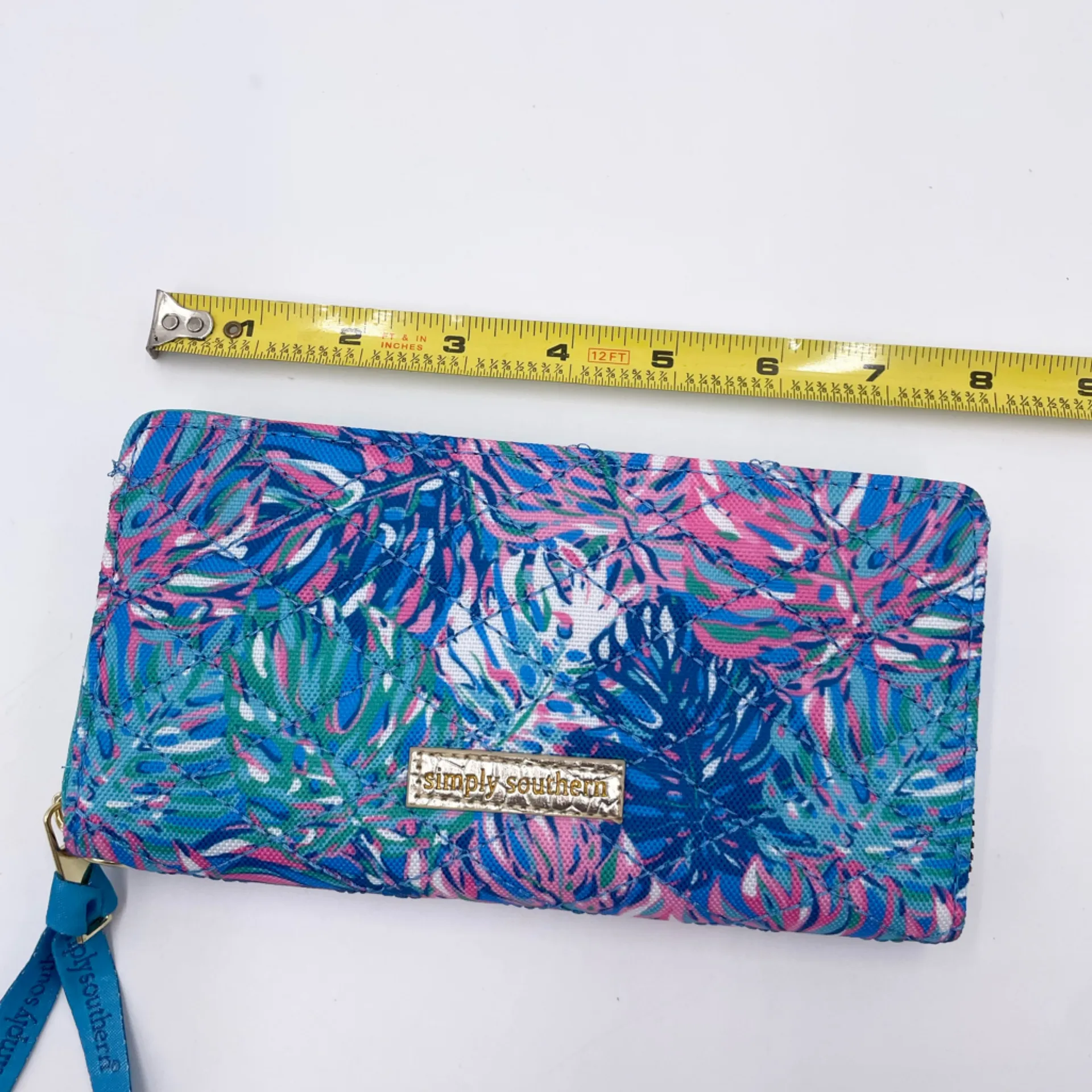Simply Southern Zip Around Wristlet Wallet Tropical Reef Blue Pink Quilted - Image 6