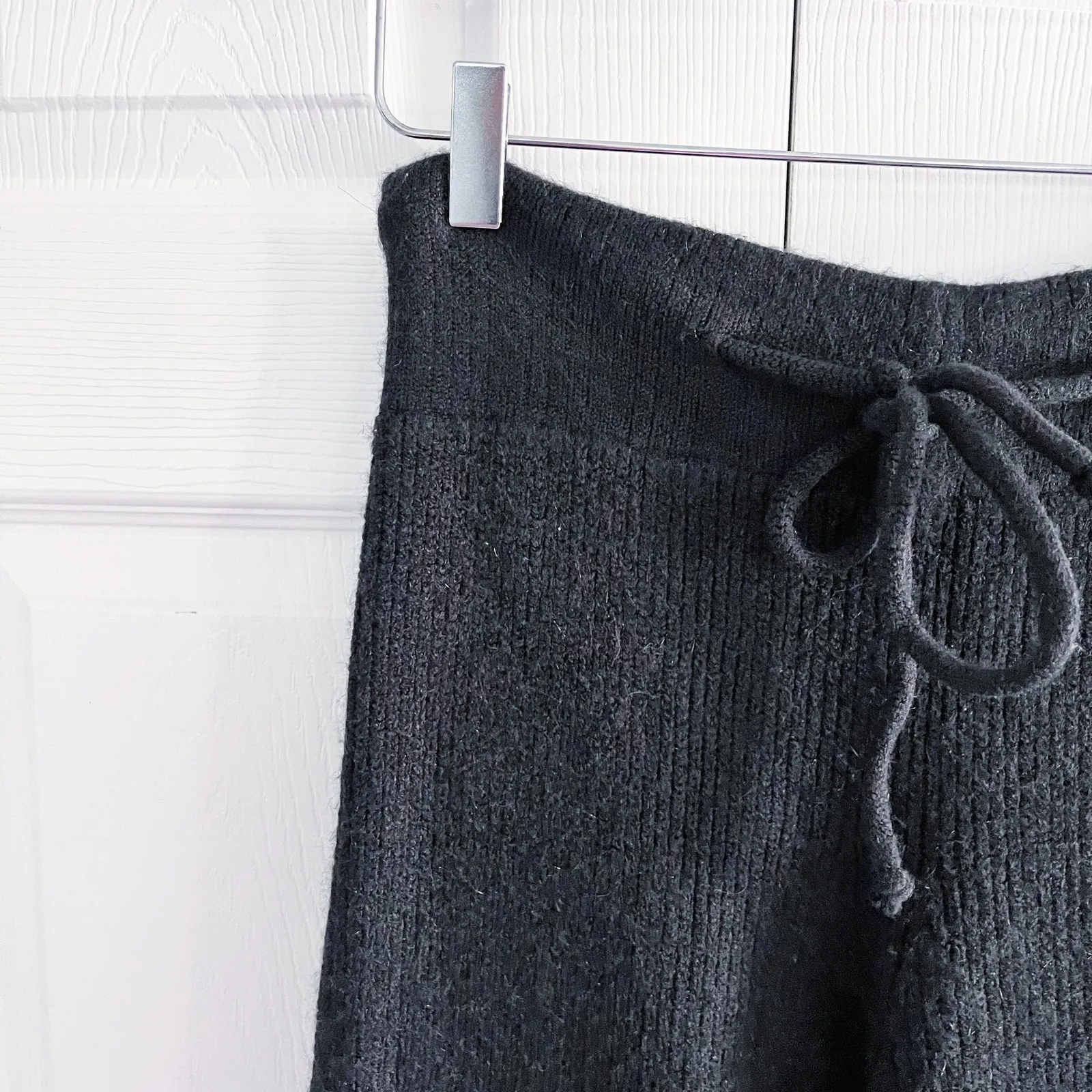 Molly Bracken High Rise Black Knitted Flared Sweatpants - Image 3