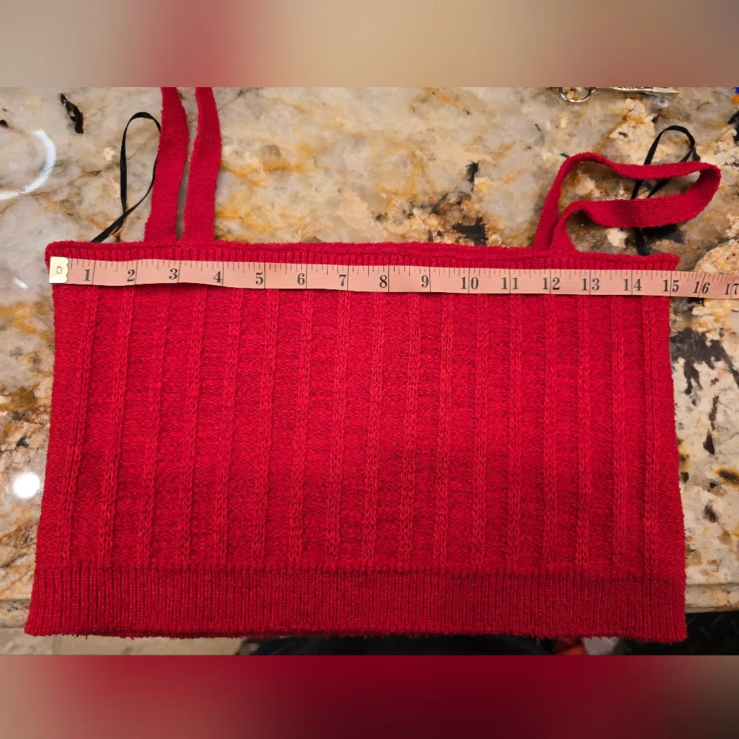 H&M Red Rib-Knit Camisole Top Size M - Image 7