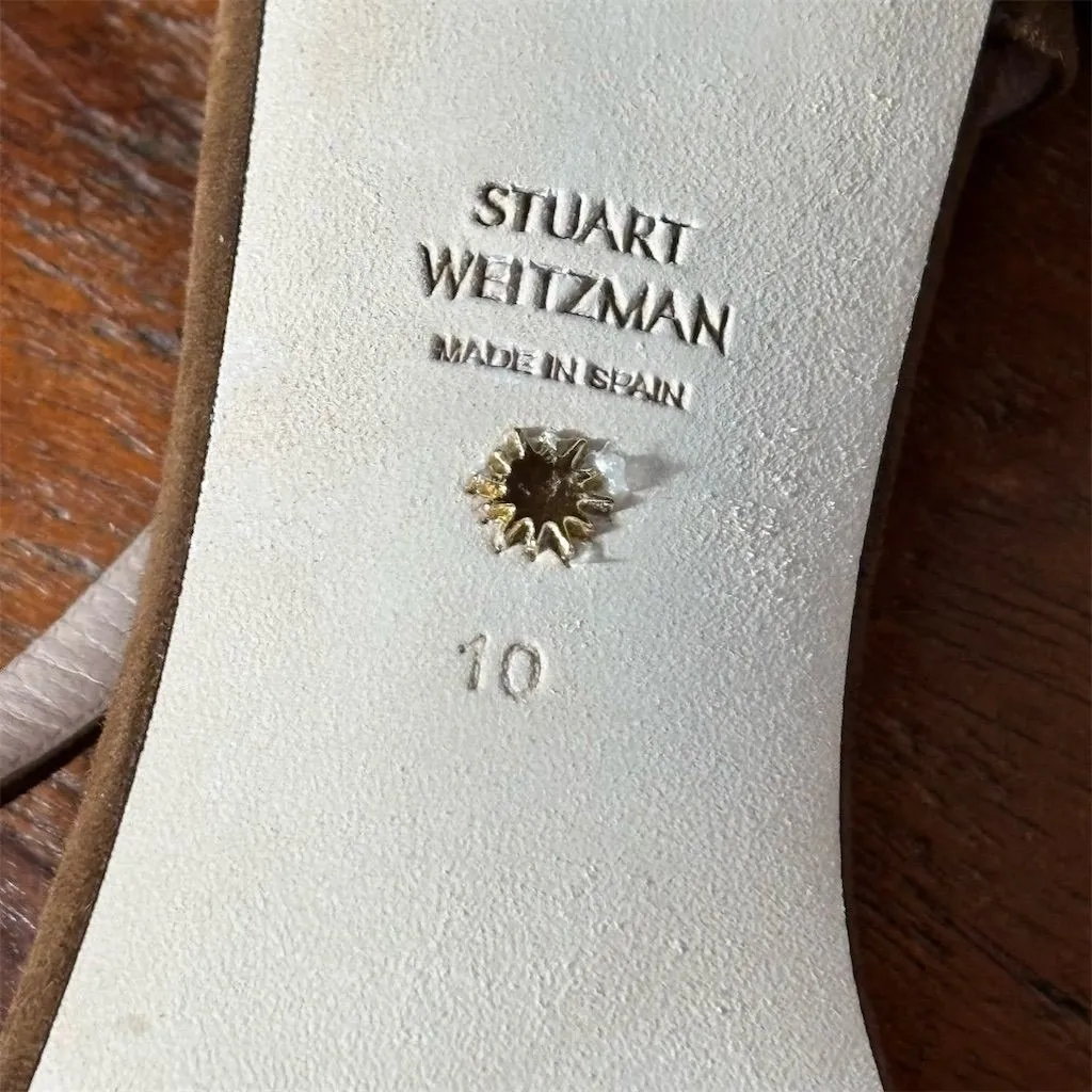 Stuart Weitzman Women's Strappy Block‎ Heels Brown Suede Size 10 - Image 5