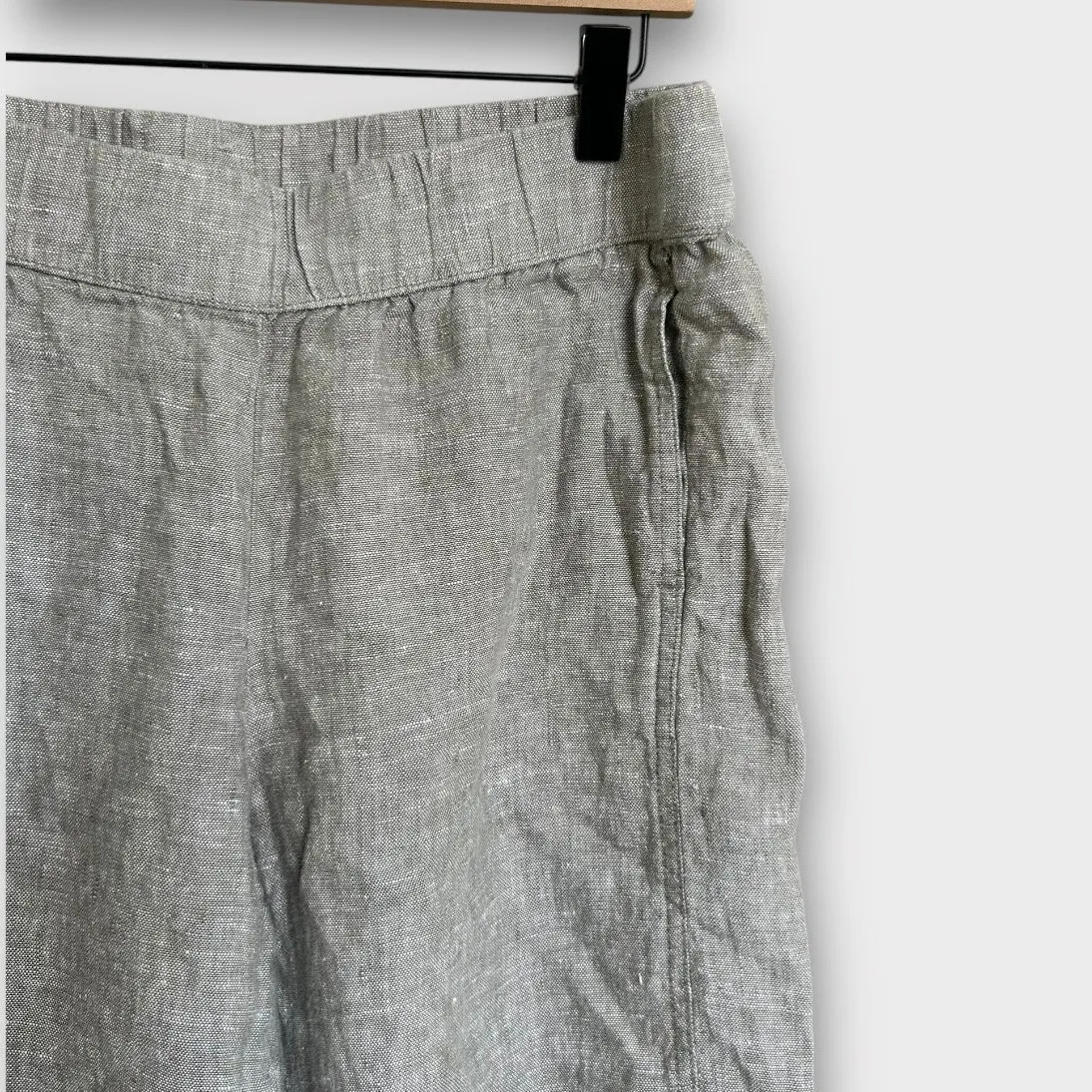 Pure Jill Linen Cropped Pull On Pants Gray Women's Medium Petite Coastal Minimal - Image 2
