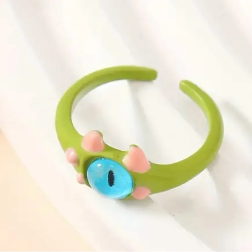Cute Quirky Green Monster Design Cuff Ring‎ Gothic Punk Style - Image 9