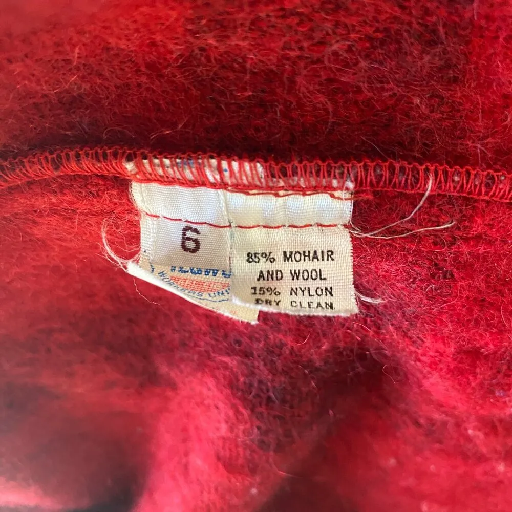 women's red with faded black checkered long open front blazer sz 6 - Image 11