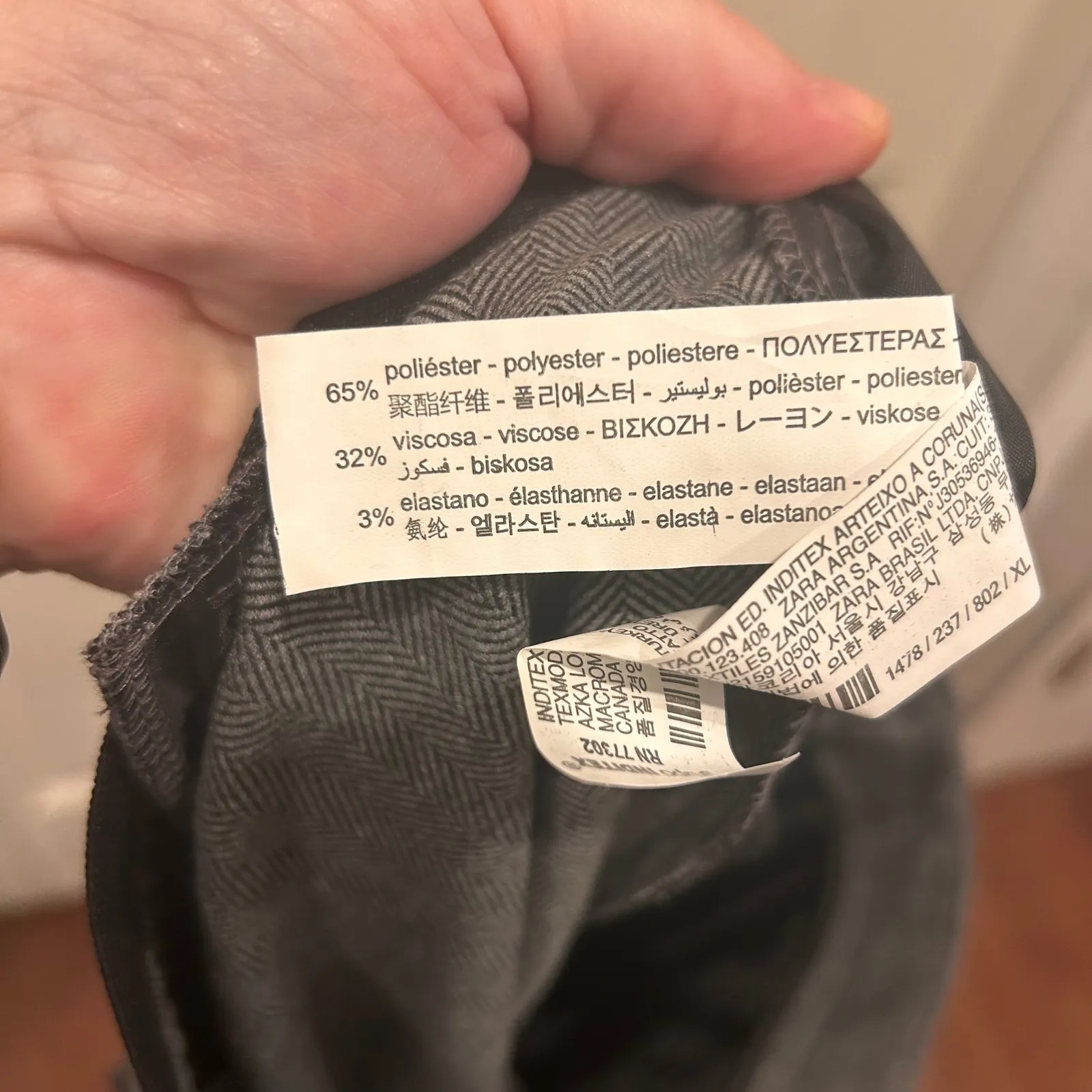 Zara B‎ Gray Herringbone Ankle Dress Pants Women's XL Career Professional - Image 8