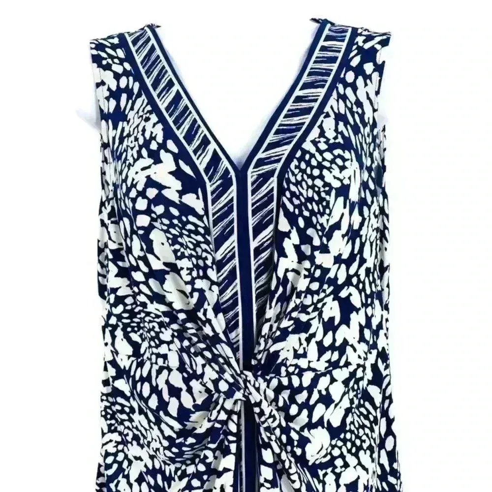 Apt.9 Women's Animal Print Navy White Cinched Waist Sleeveless Dress Size M NWT‎ - Image 5