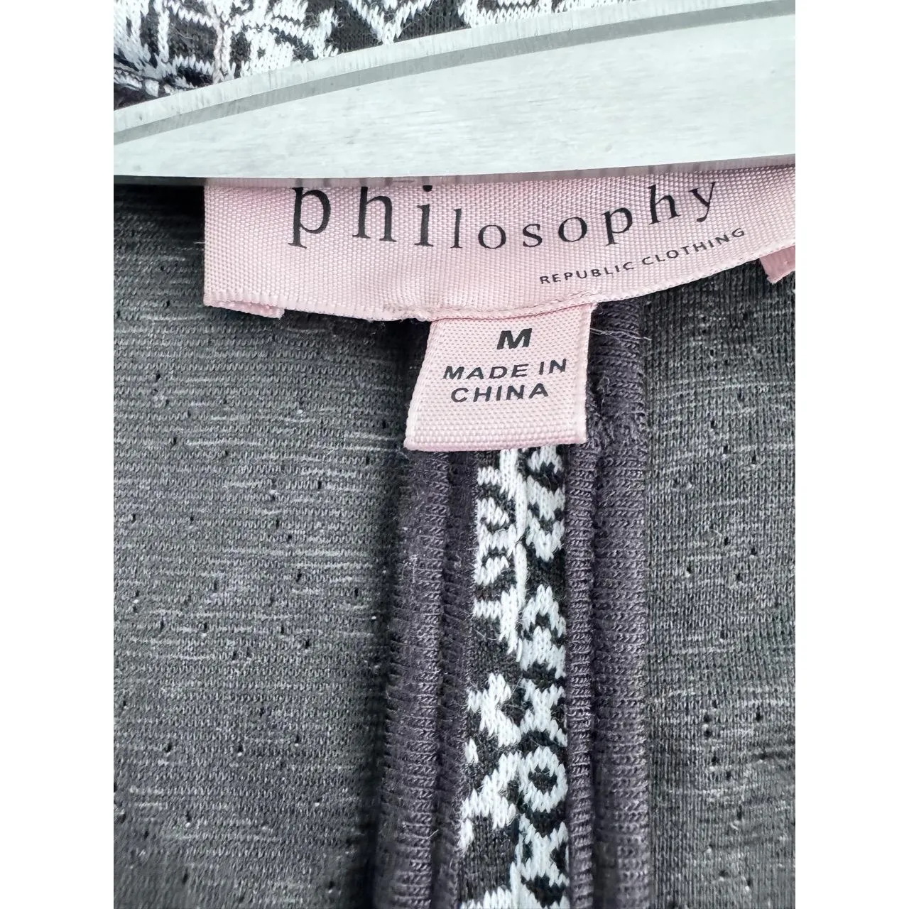 Philosophy Black Patterned Long Sleeves Collared Modern Coat Medium - Image 4