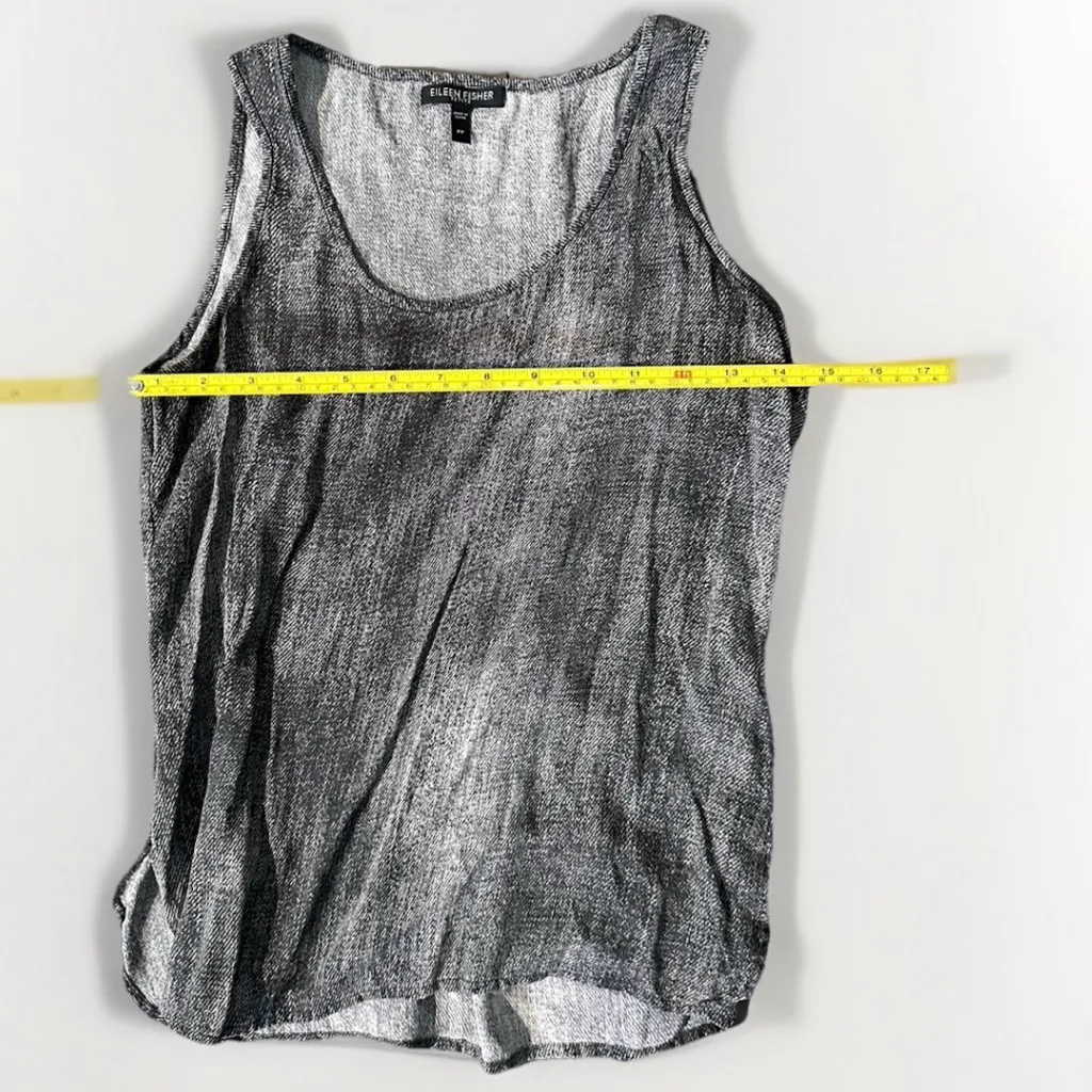 $258 Eileen Fisher Scoop Neck Hazy Printed 100% Silk Crepe Shell Top PP (2-4) - Image 7