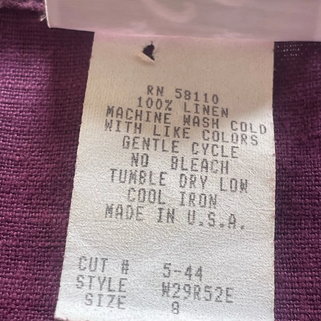VTG Purple Linen Hand Painted Button Down Jacket Safari Bohemian 80’s - Image 6