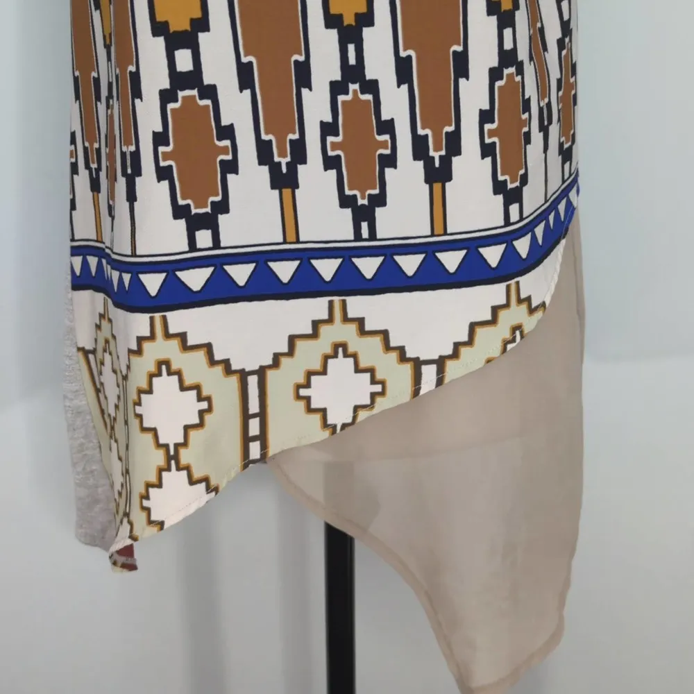 Zara Collection Womens Aztec Asymmetrical Top Sleeveless Bohemian Multicolor S - Image 3
