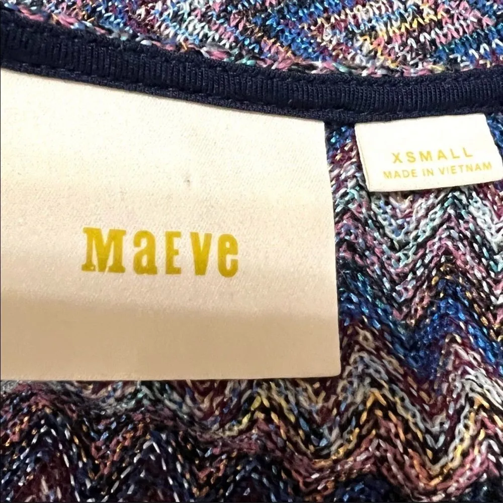 Anthro Maeve westwater chevron knit v neck dress xs - Image 13