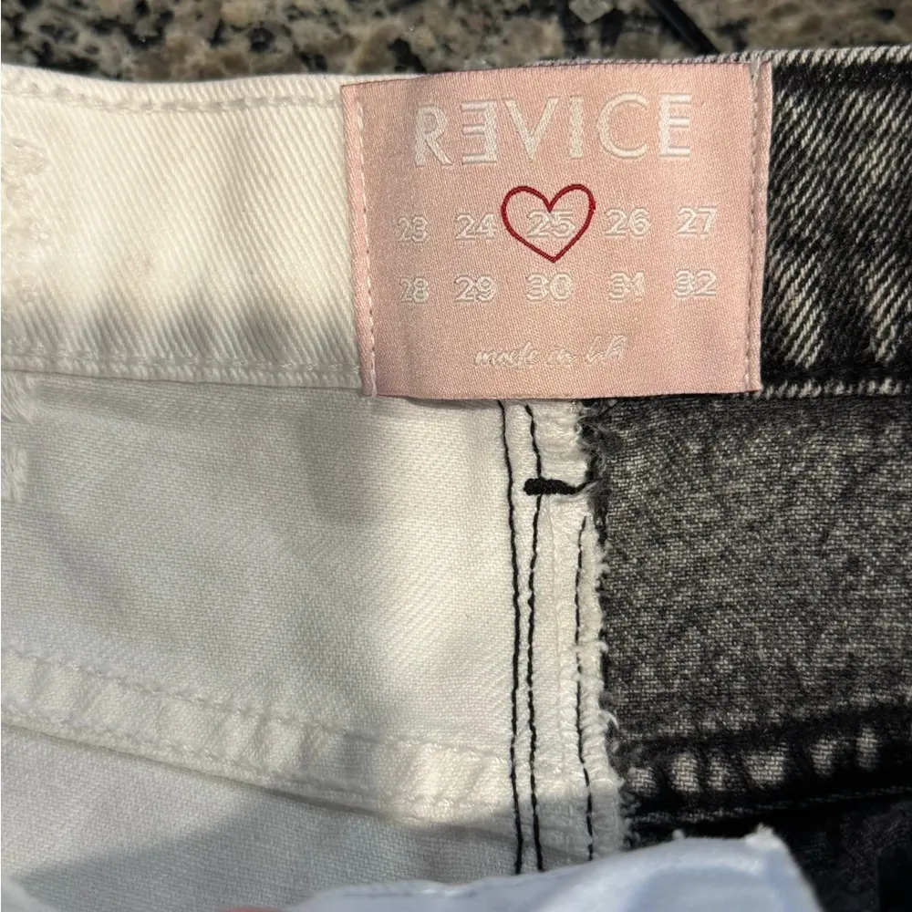 Revice High Rise Two-Tone Button Fly Jeans Sz 25 Black & White USA Made - Image 2