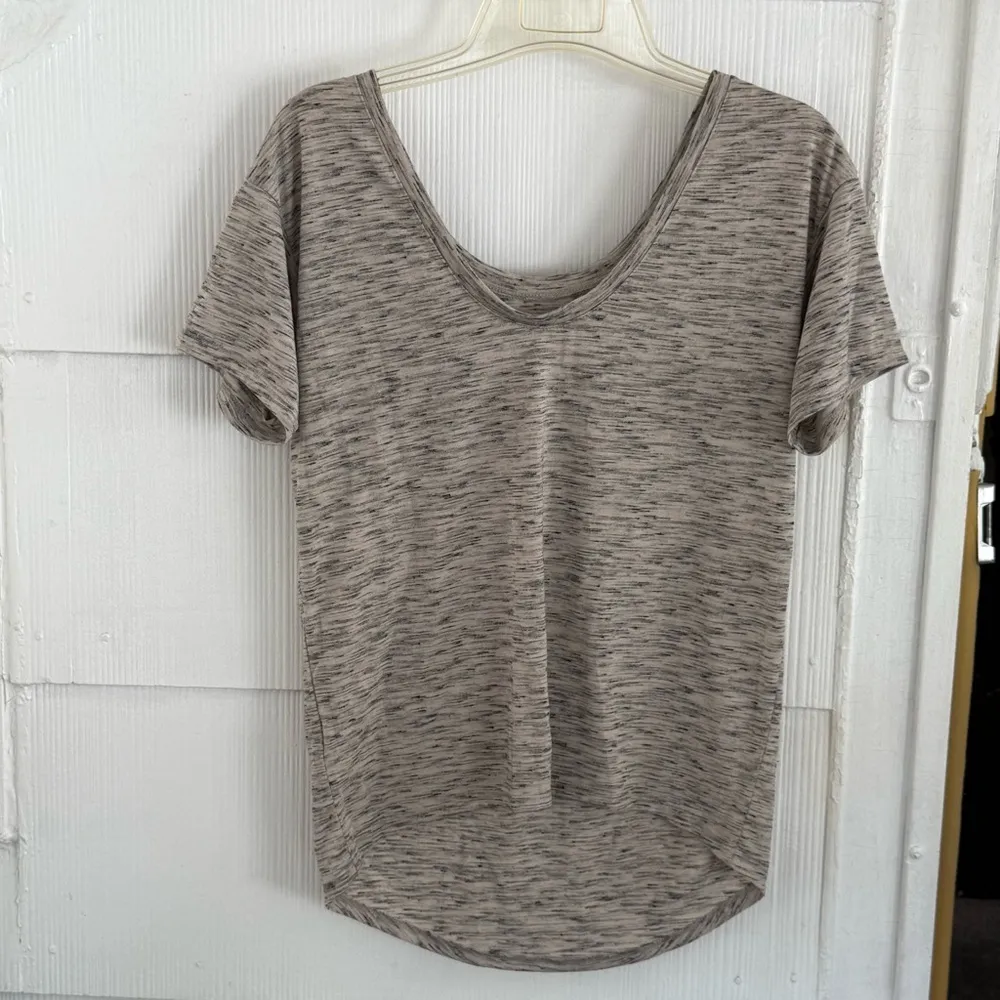 Helmut Lang Gray Heather Scoop Neck Tee - Image 3