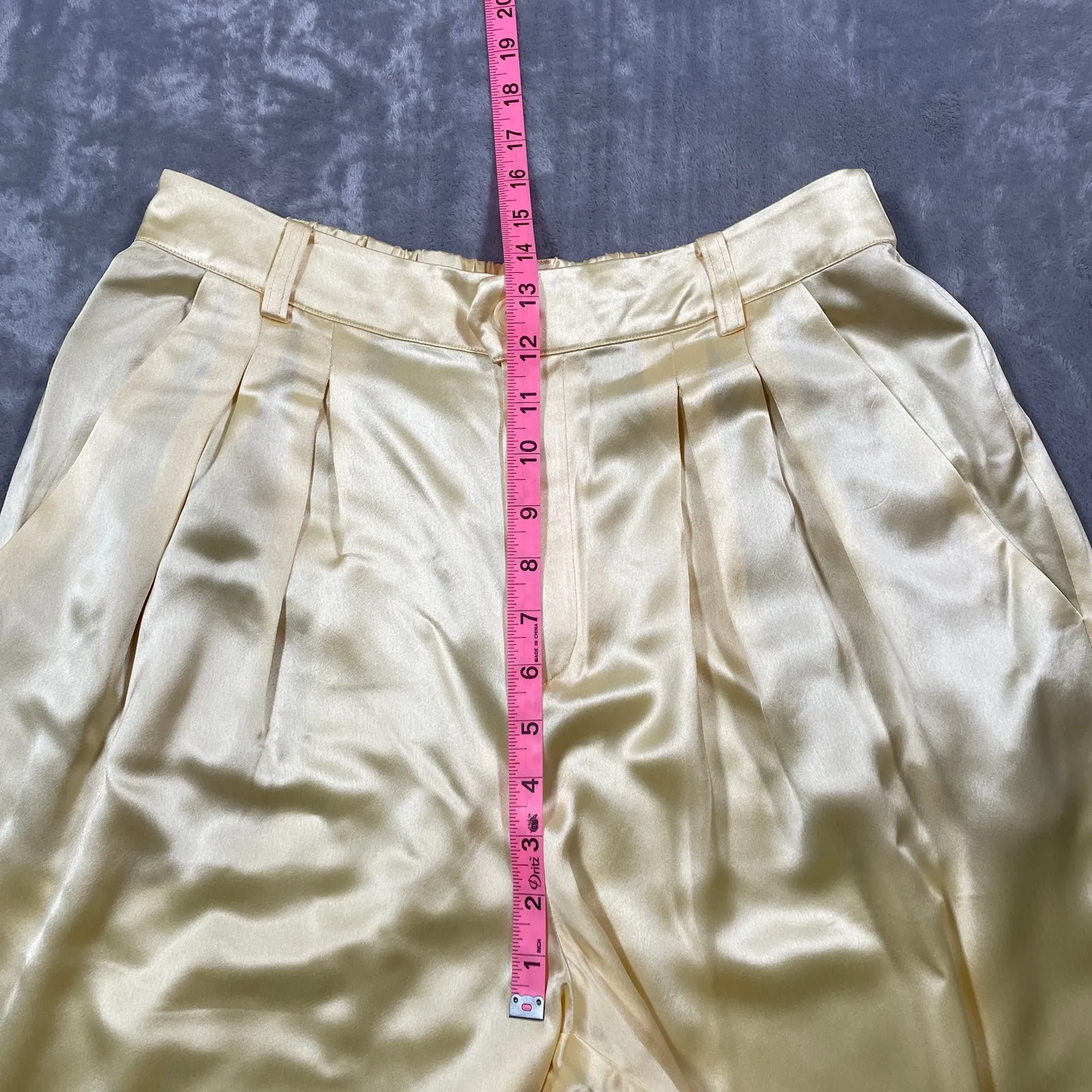 Cami NYC Pants Womens Large Yellow Wide Leg Flowy Silky Elastic Waist New - Image 10