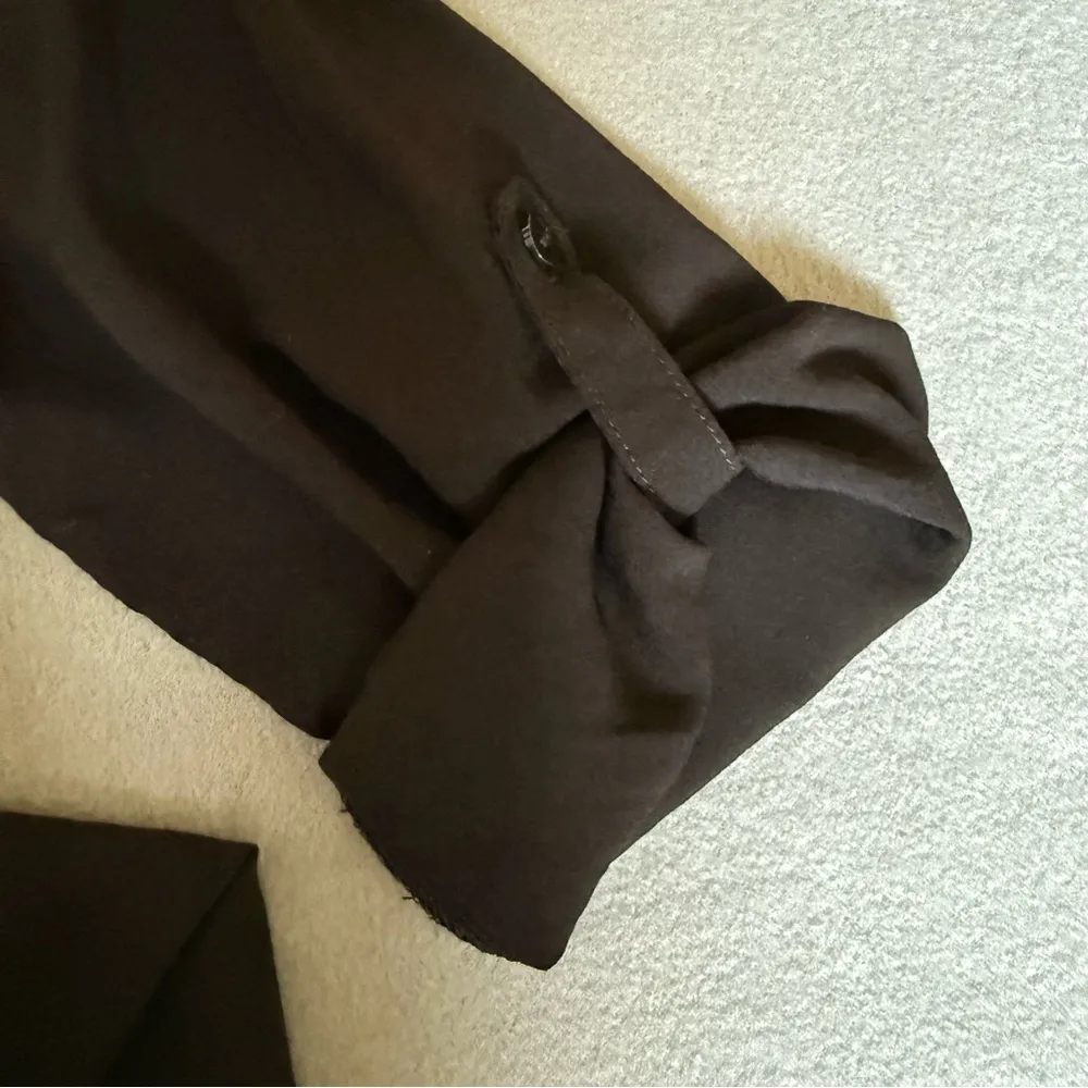 IZ Byer Black Button-Up Shirt Dress 3/4 sleeve size L 100%‎ Rayon - Image 9