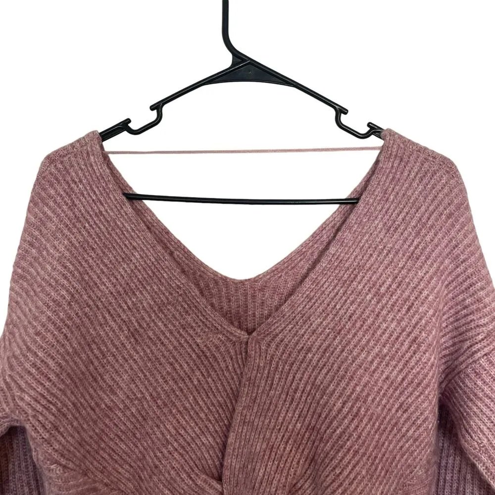 NEW Angel Of the North Anthropologie Pink Heather Wool V-Neck Sweater Small - Image 7