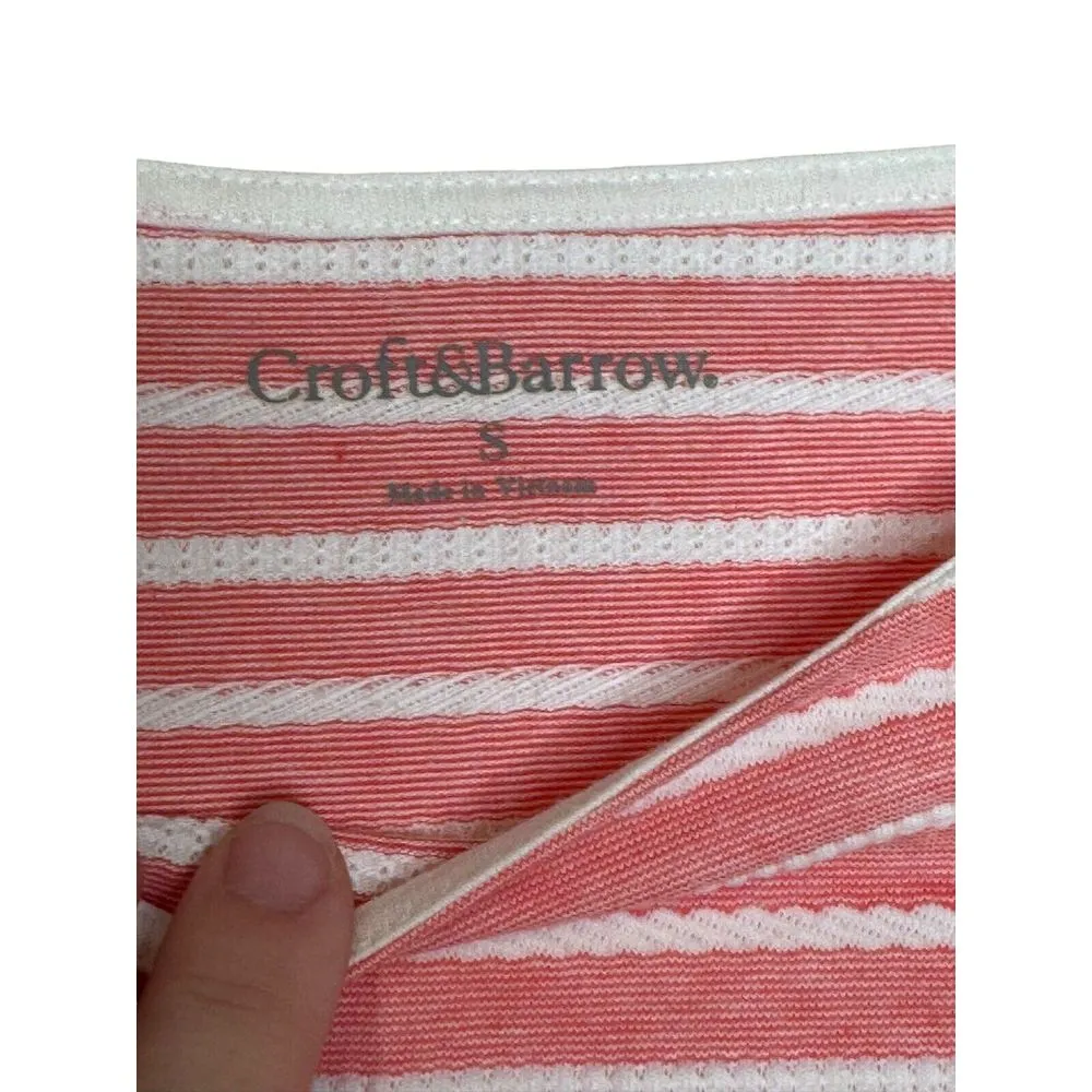 Croft & Barrow  Women's Top Striped 3/4 Sleeve Pullover Lightweight Red‎ Small - Image 5