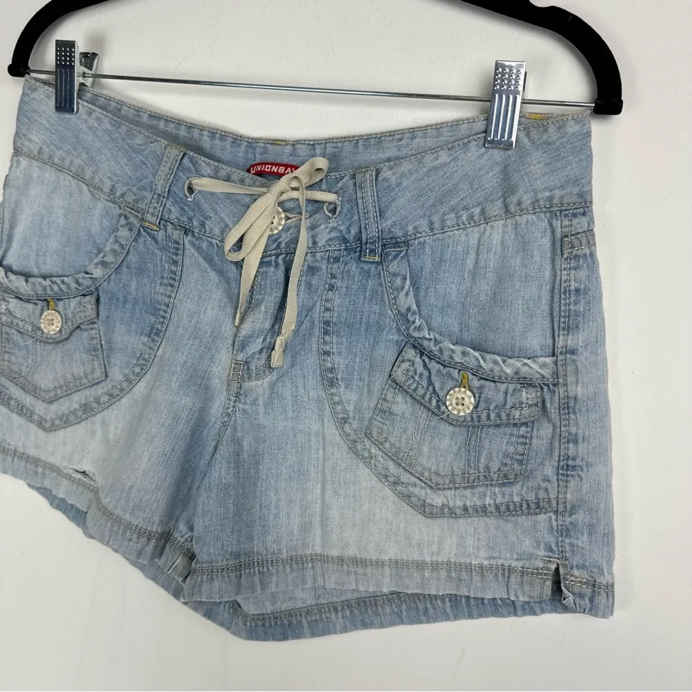 Y2K Union Bay Denim Cargo Shorts Sz 7 Light Wash - Image 3