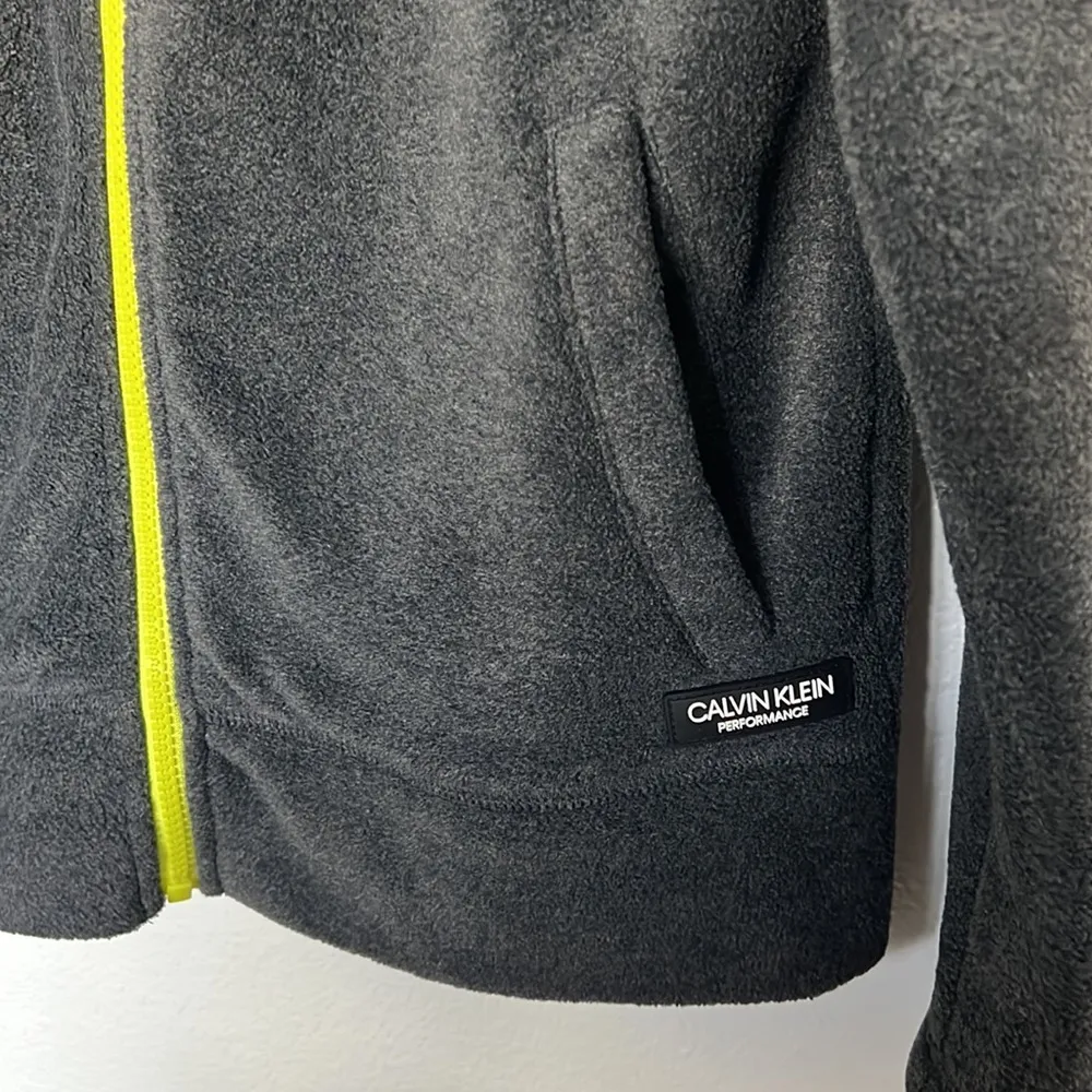 EUC Calvin Klein Performance Grey Fleece Zippered Hoodie sz S - Image 2