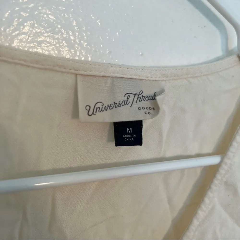 Universal Thread Double Ruffle Long Sleeve Deep V-Neck Top Cream - Image 9