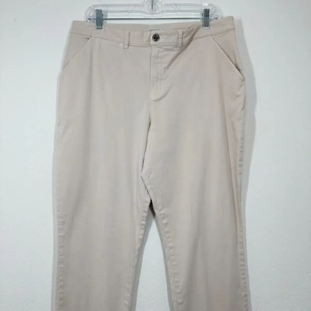 Garnet Hill Women's Size 14 Pima Cotton Stretch Light Stone Khaki Casual Pants - Image 2