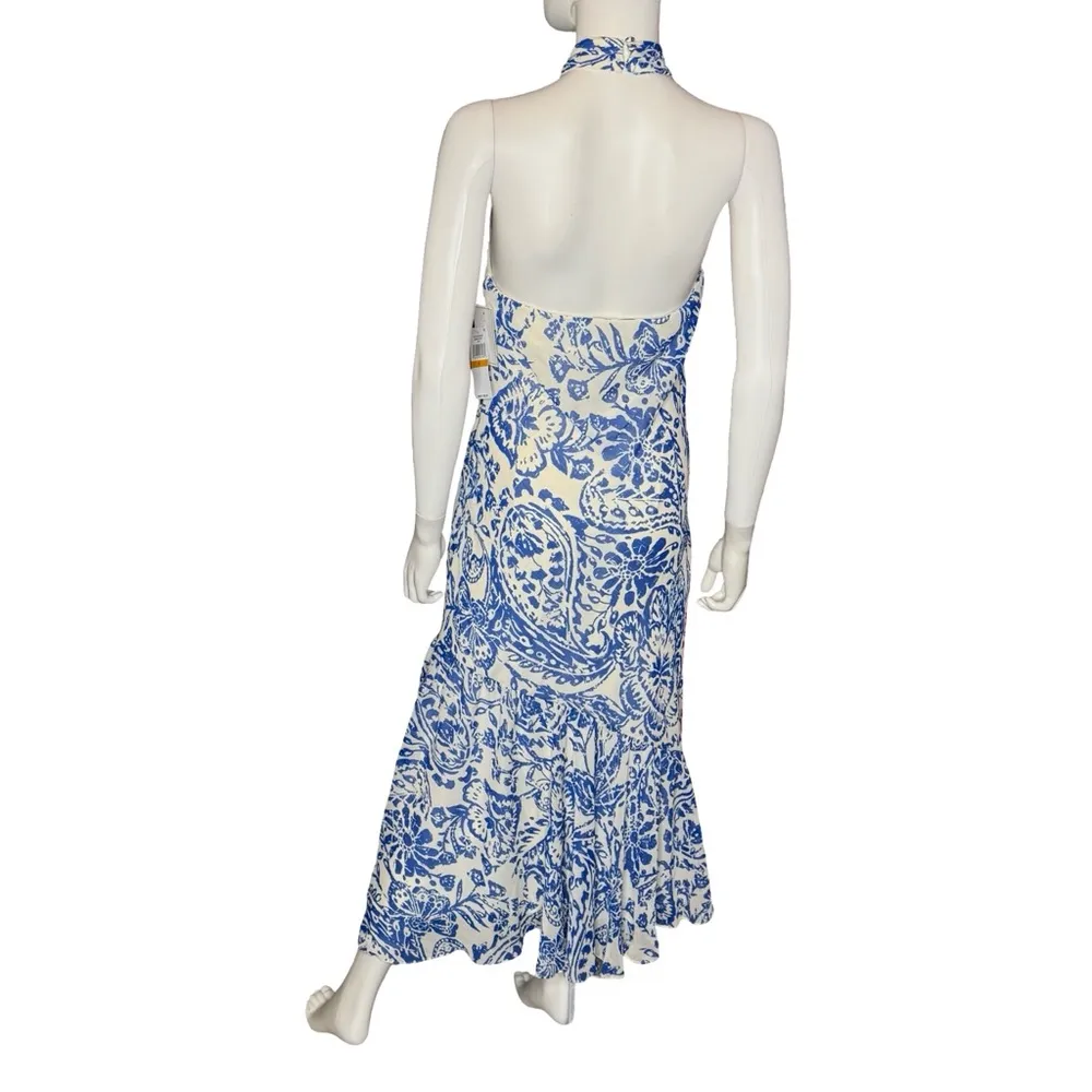 1.State Women's Printed Halter Open-Back Maxi Dress Marine Blue Sz S NWT - Image 6