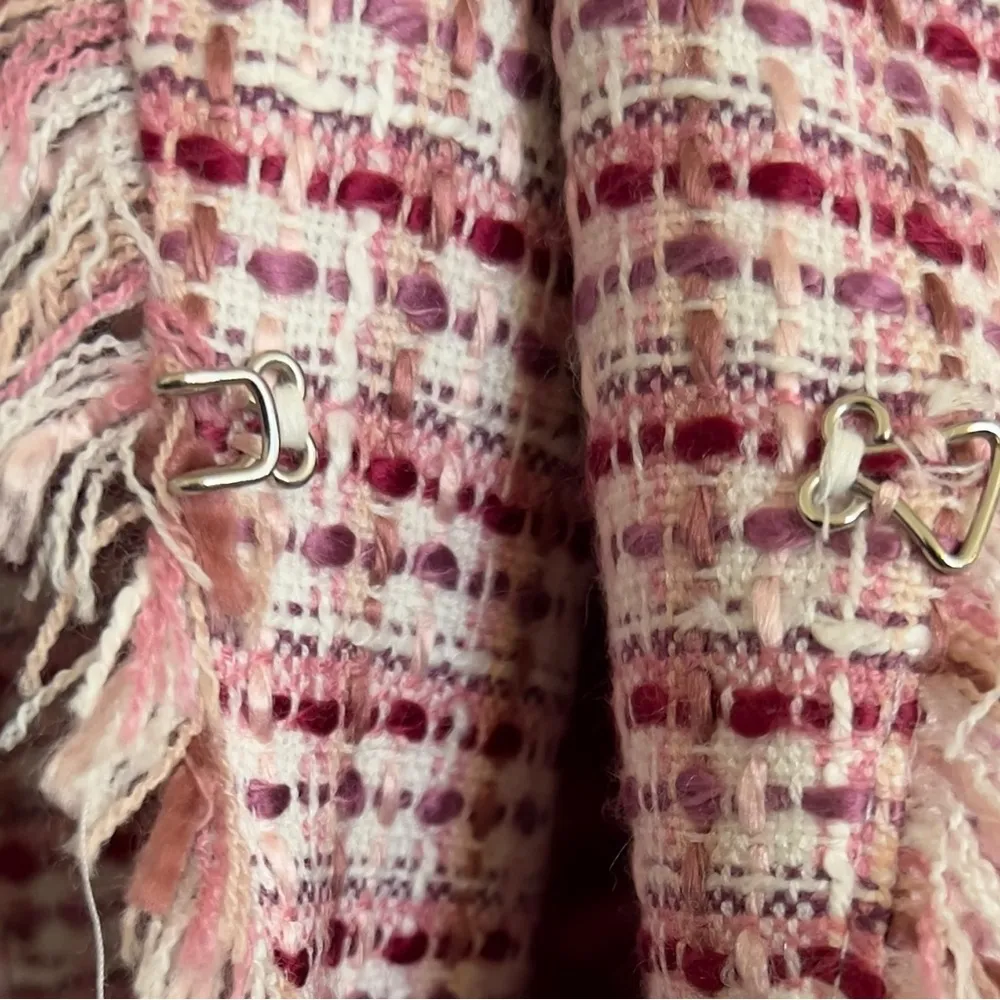 S & D Tweed Pink Blazer Fringe Size XS - Image 5