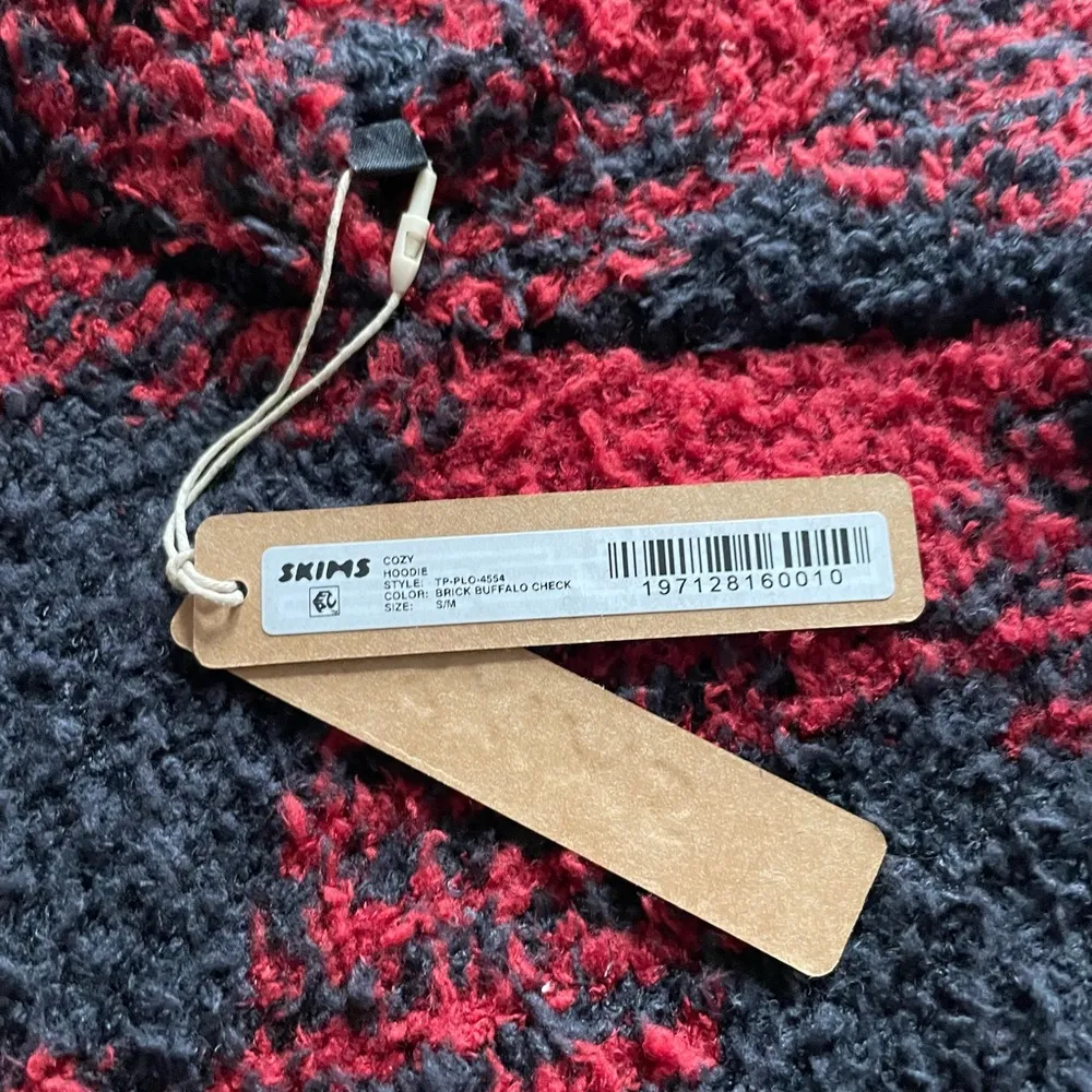 NWT Skims Soft Cozy Knit Unisex Hoodie Brick Buffalo Check Discontinued S/M - Image 3