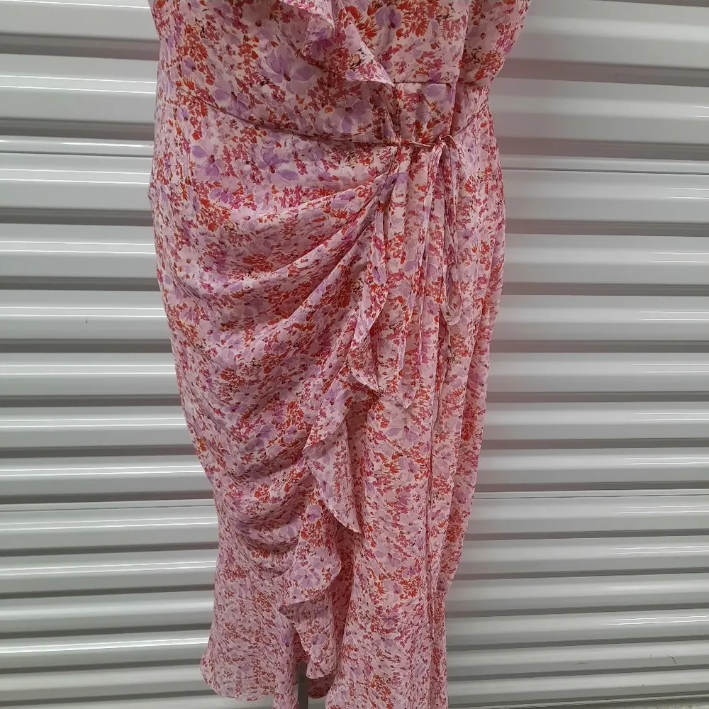 Laundry By Shelli Segal Dress Womens Size 12 Pink Floral Sleeveless Wrap Front - Image 8