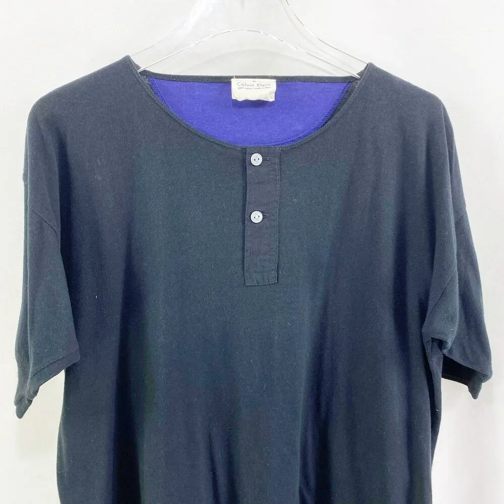 CALVIN KLEIN Black Short Sleeve Henley T-Shirt - Image 4
