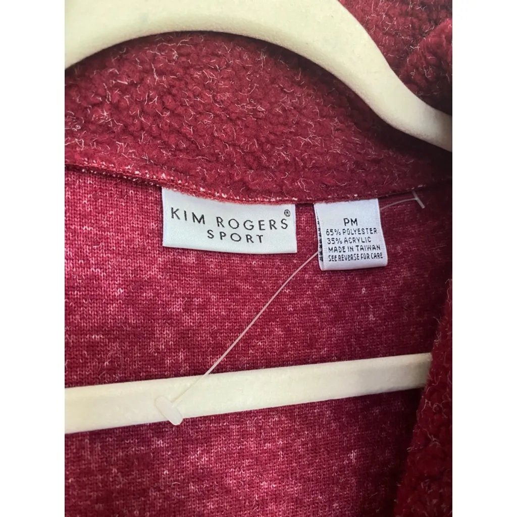 Kim Rogers Boucle Fleece Jacket Plush Granola M Cozy Sherpa Zip Berry Red Sport - Image 6