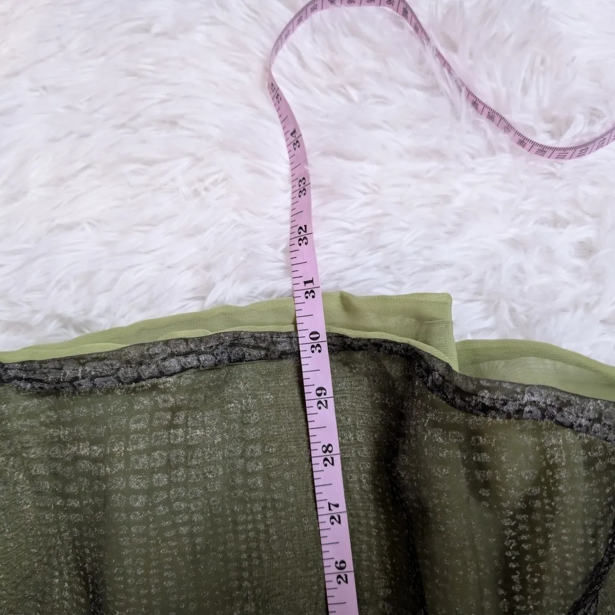 Handmade Sheer Asymmetrical Skirt Gray and Green Size M - Image 7