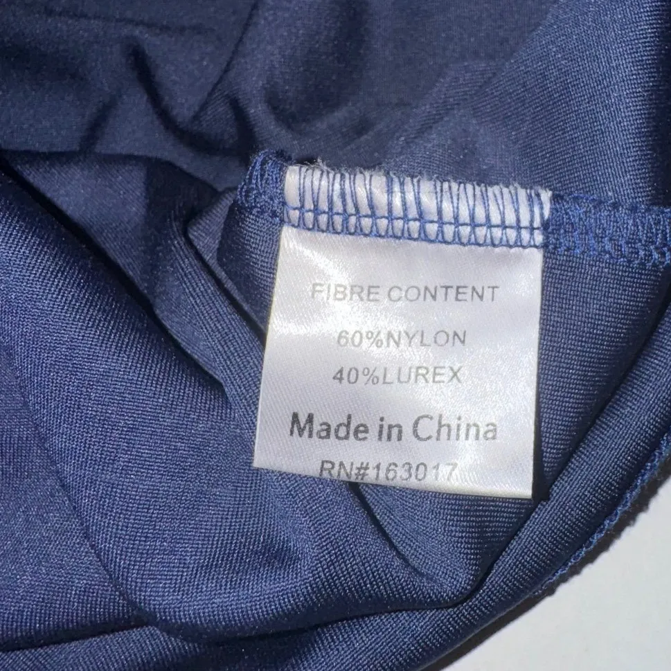 PRINCESS POLLY Navy Sparkle Long‎ Sleeve Ruched Bodycon Mini Dress US 6 - Image 7