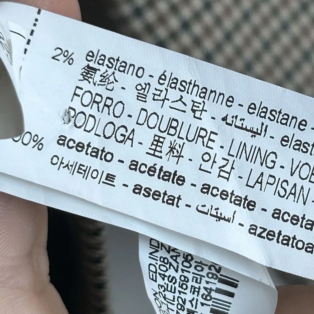 zara blazer womens xL brown black check plaid oversized relaxed double Breasted - Image 7