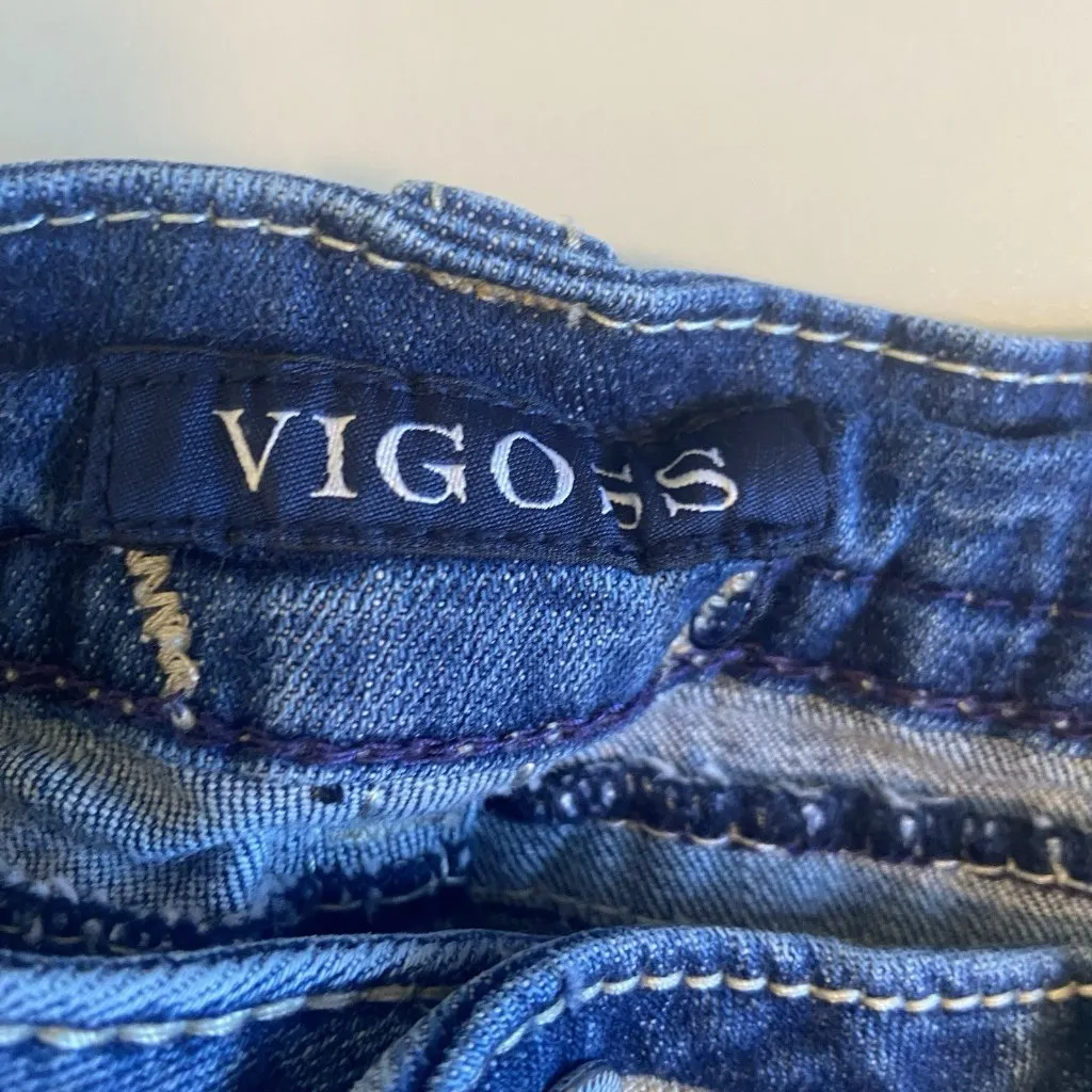 Vigoss The Dublin Denim Capris Size 7/8 Waist Low‎ Rise Rhinestone Buttons Y2k - Image 9