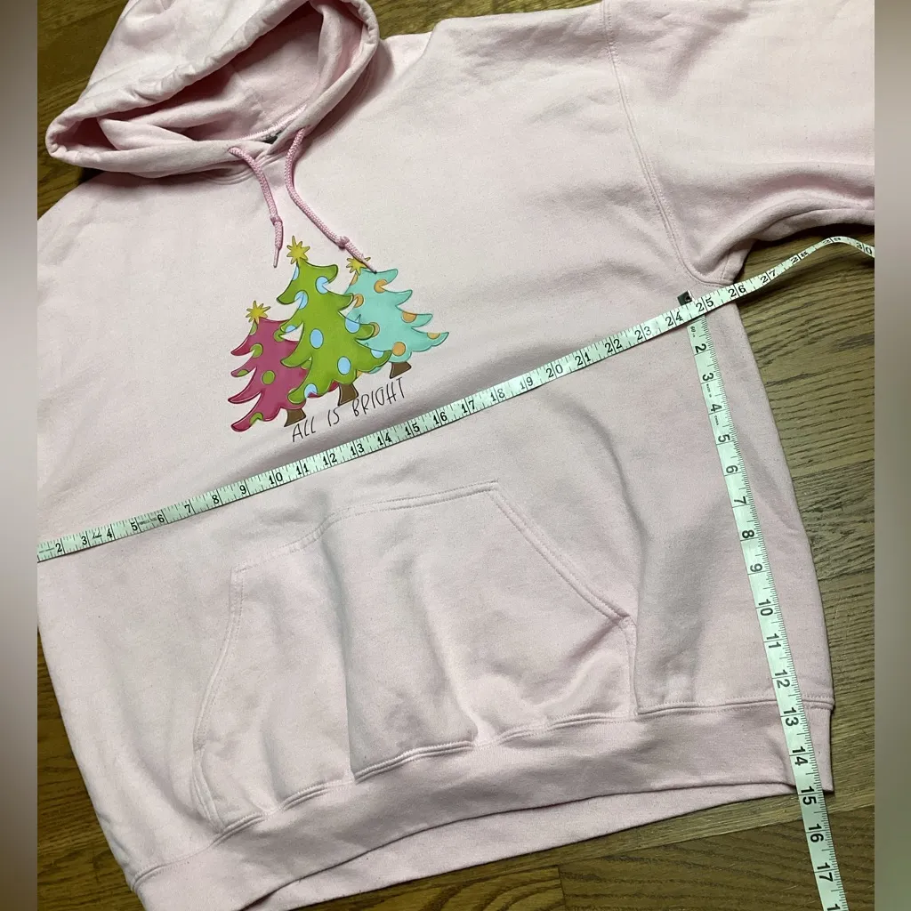 Festive hoodie. Pink with graphics. Size XL - Image 6