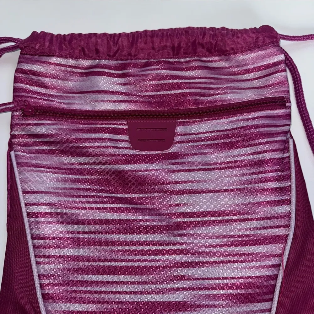 Puma Pink Drawstring Bag outside zipper pocket 1 inside zip pocket - Image 6
