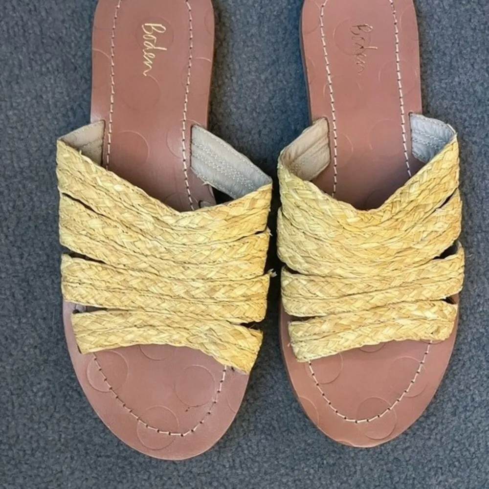 Boden USA Leonora Raffia Slip On Flat Sandals Size 7 - Image 5