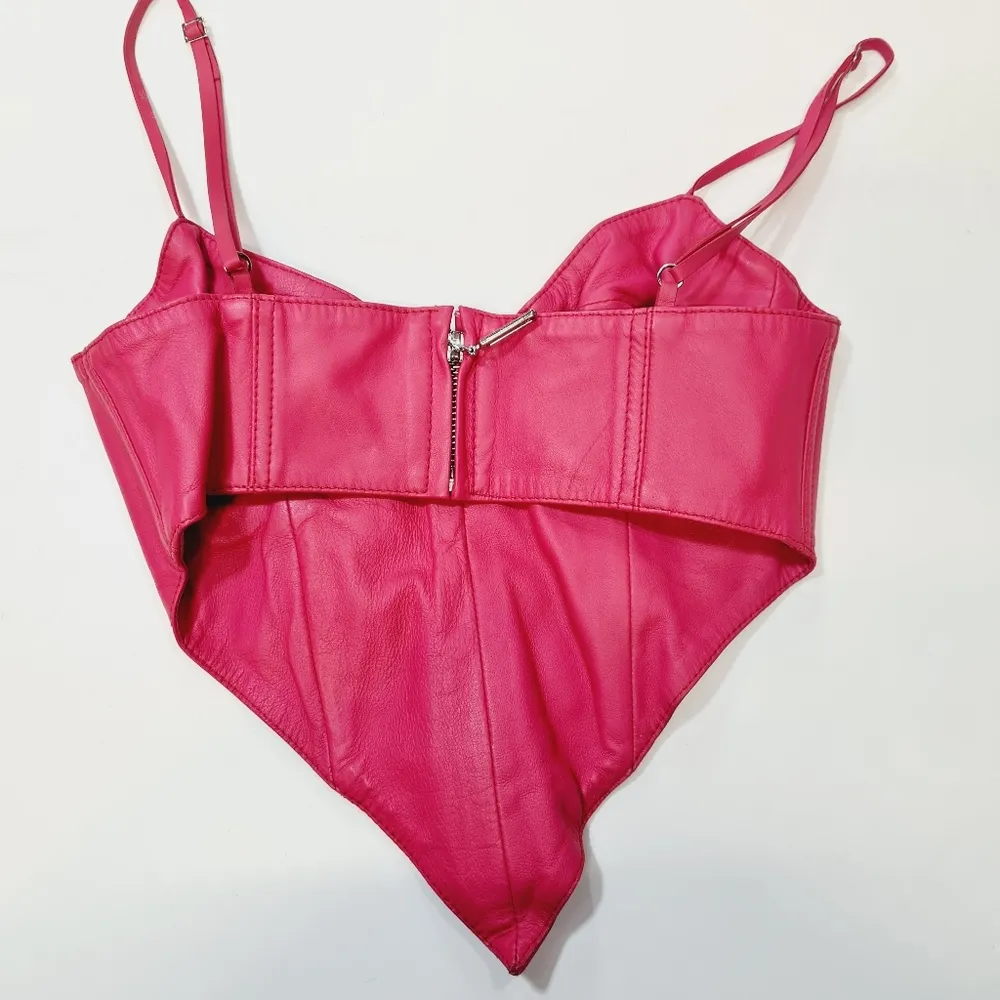 NBD Margarita Leather Top in Candy Pink - Image 10