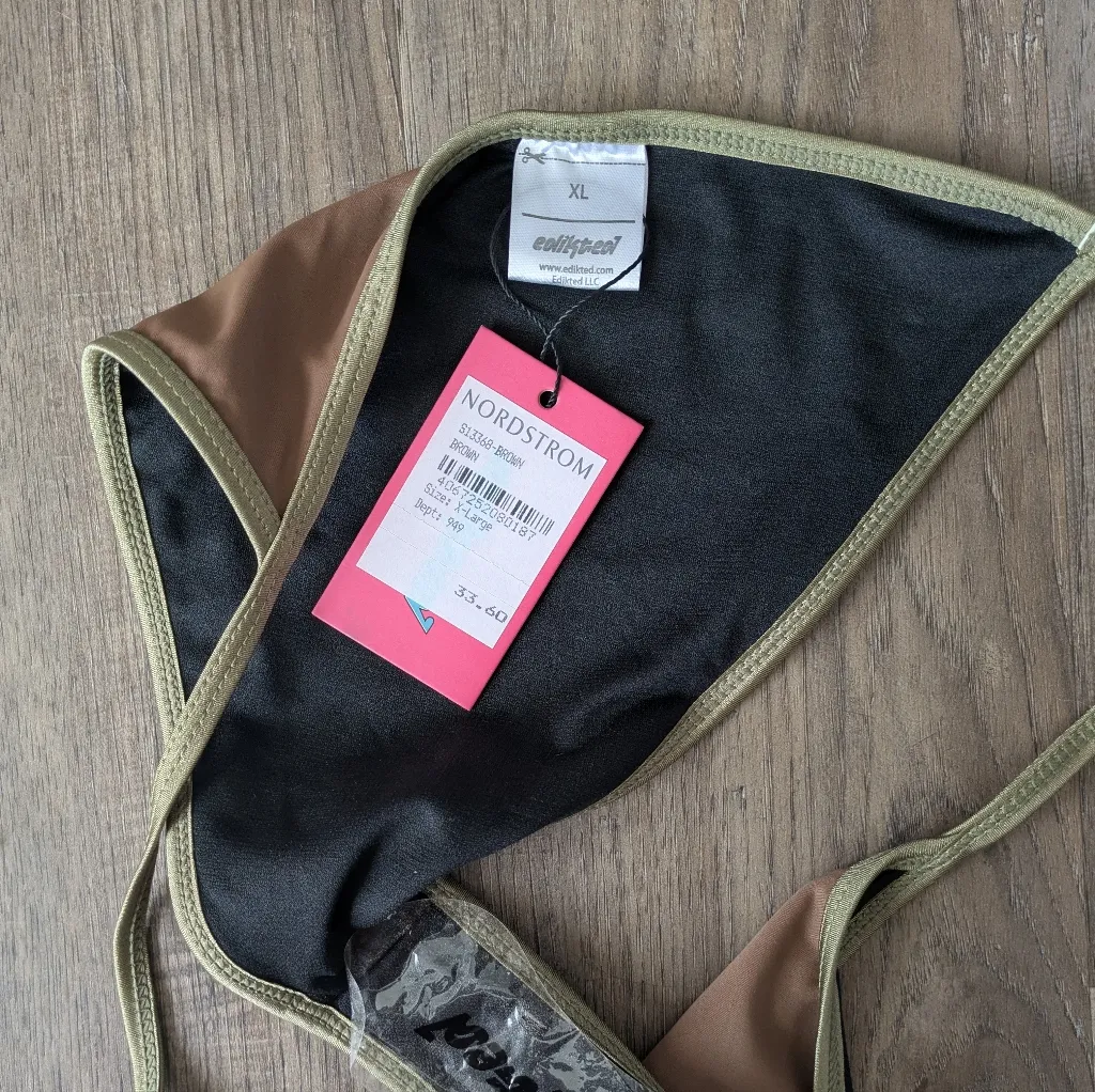 Edikted Edited Nwt Olive and Brown Bikini Bottom Sz Xl - Image 2