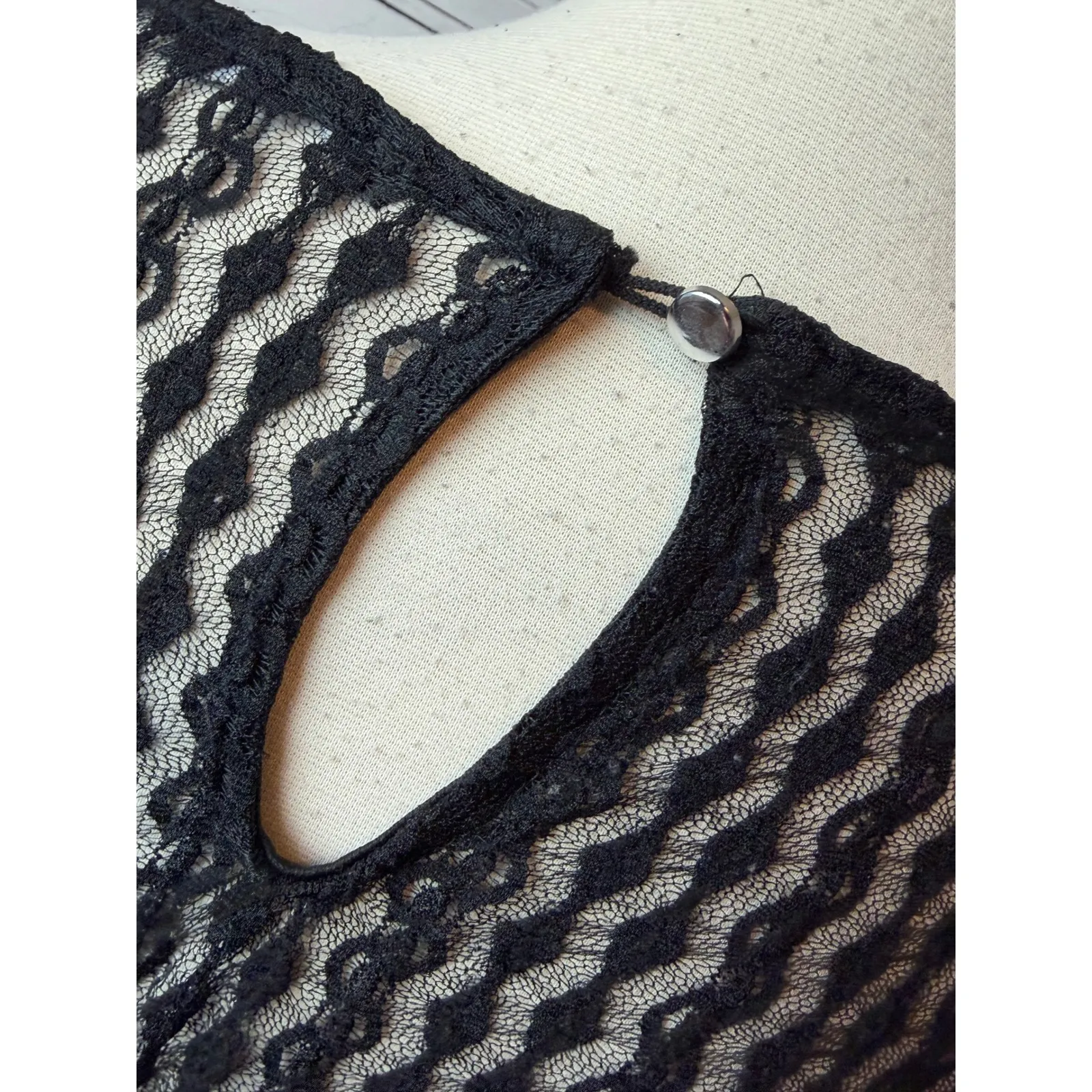Haute Monde Lace Whimsigoth Top Medium Sheer Fairy Grunge Sexy Y2K 90s Black - Image 4